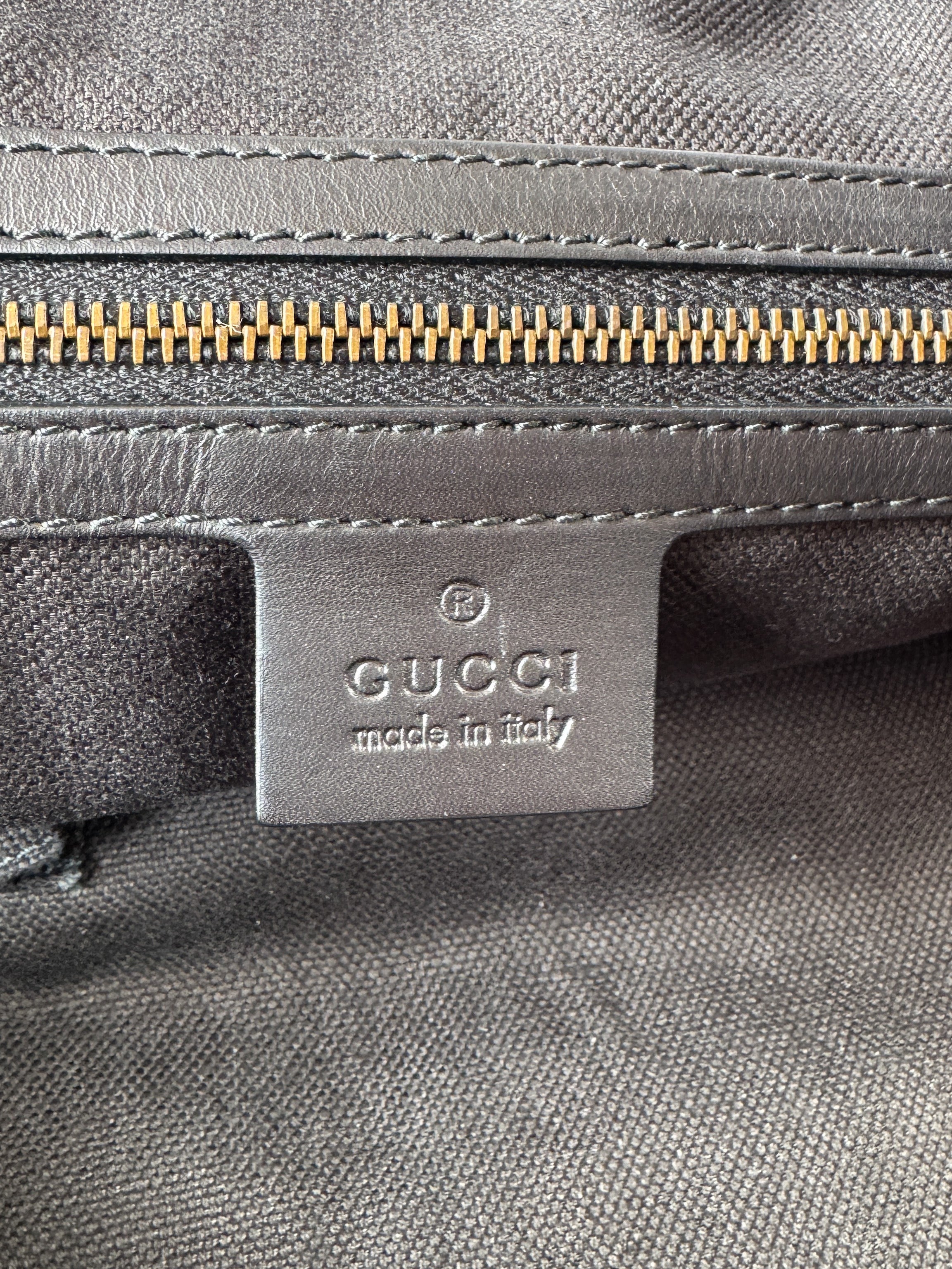 Gucci Black Soft Stirrup Tote Brocade Leather Large  296855002123