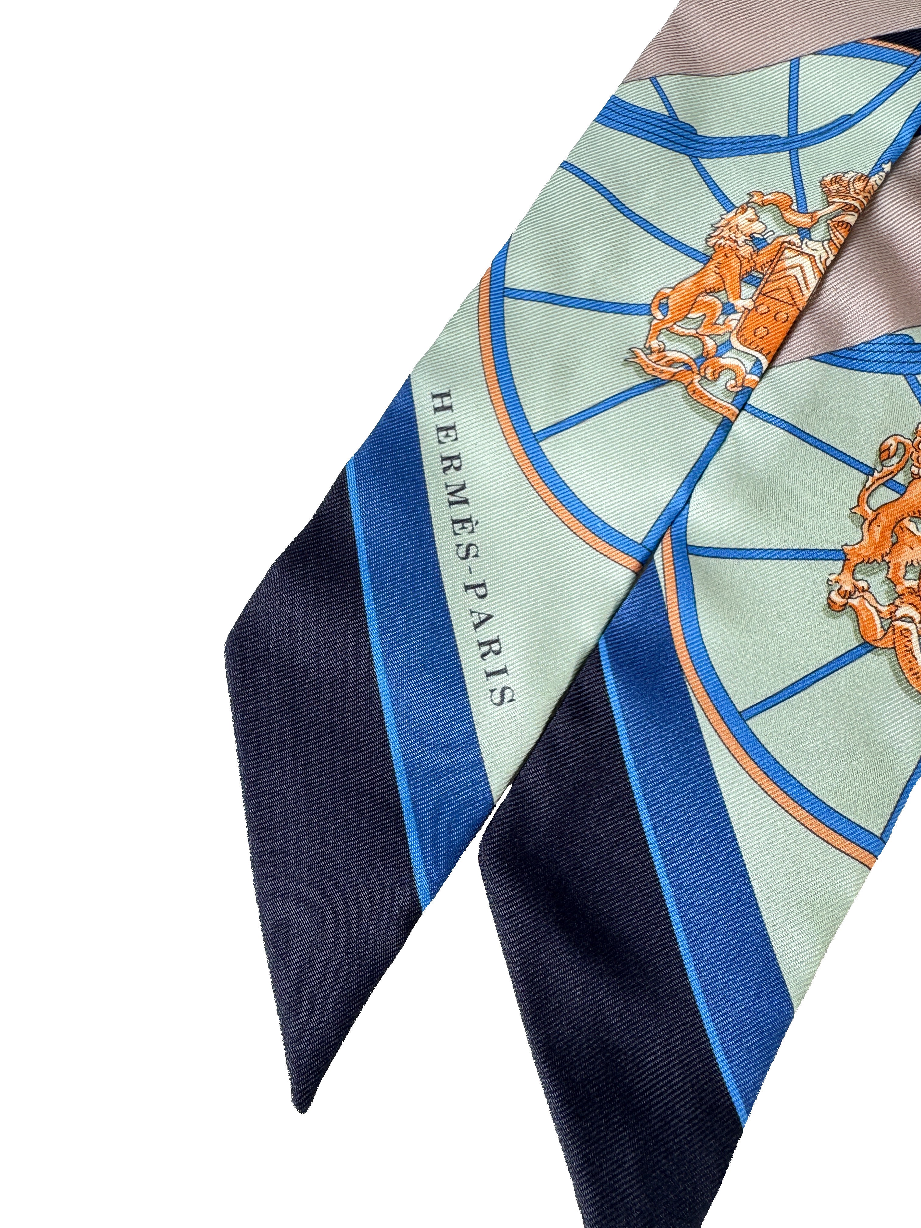 Hermès navy multicolor Springs Springs twilly BOX