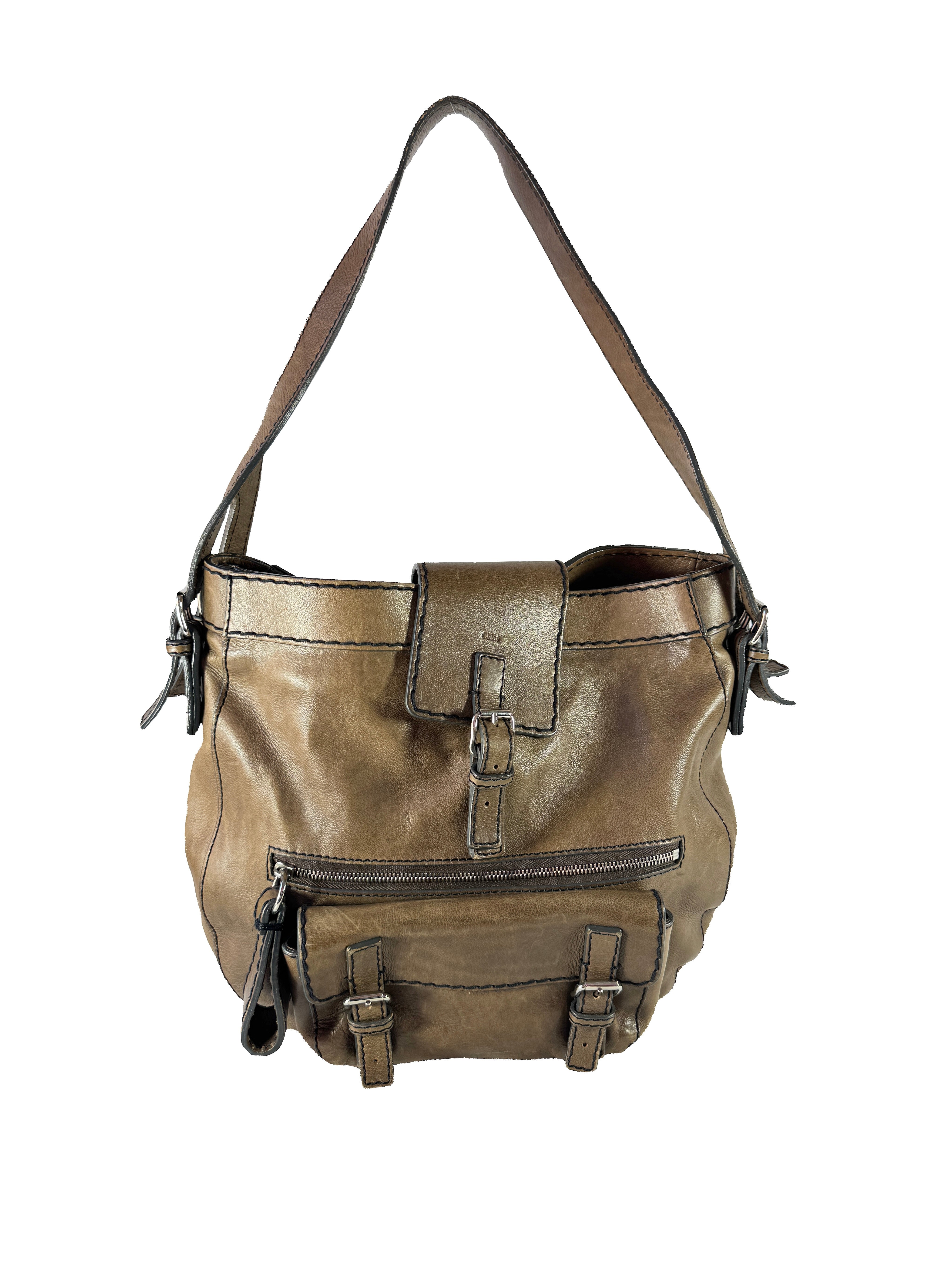 Chloé taupe leather Edith hobo shoulder bag 01-07-53