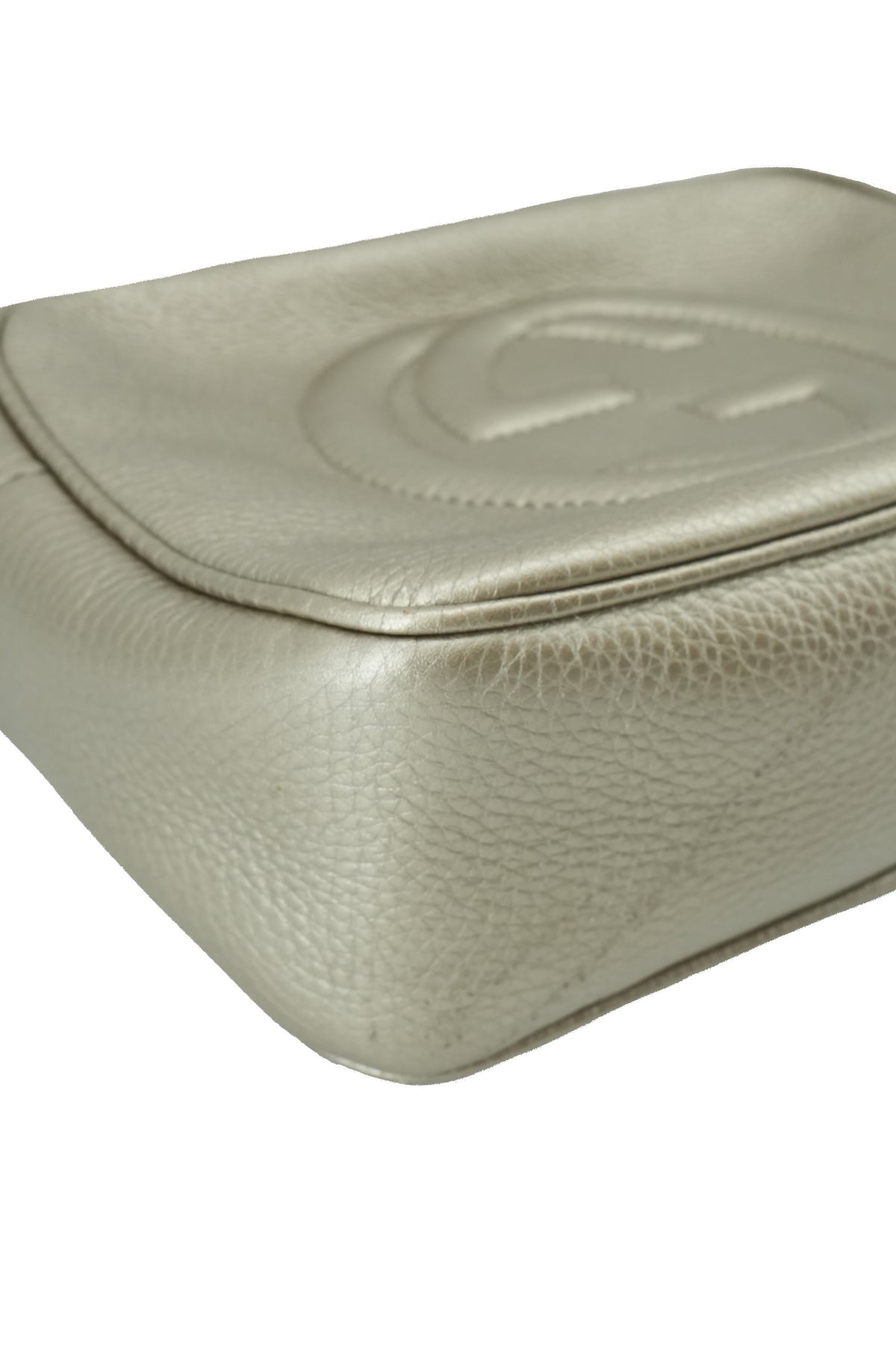 Gucci light pewter metallic soho disco crossbody 308364 498879
