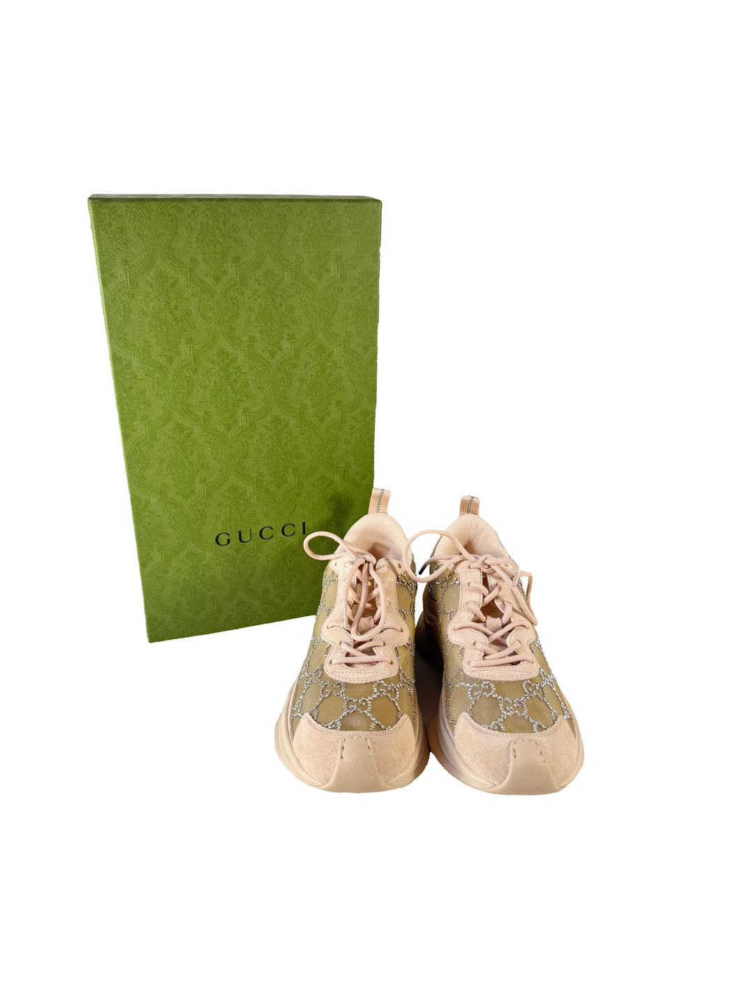 Gucci blush rhinestone mesh sneakers size 37 (7) BOX