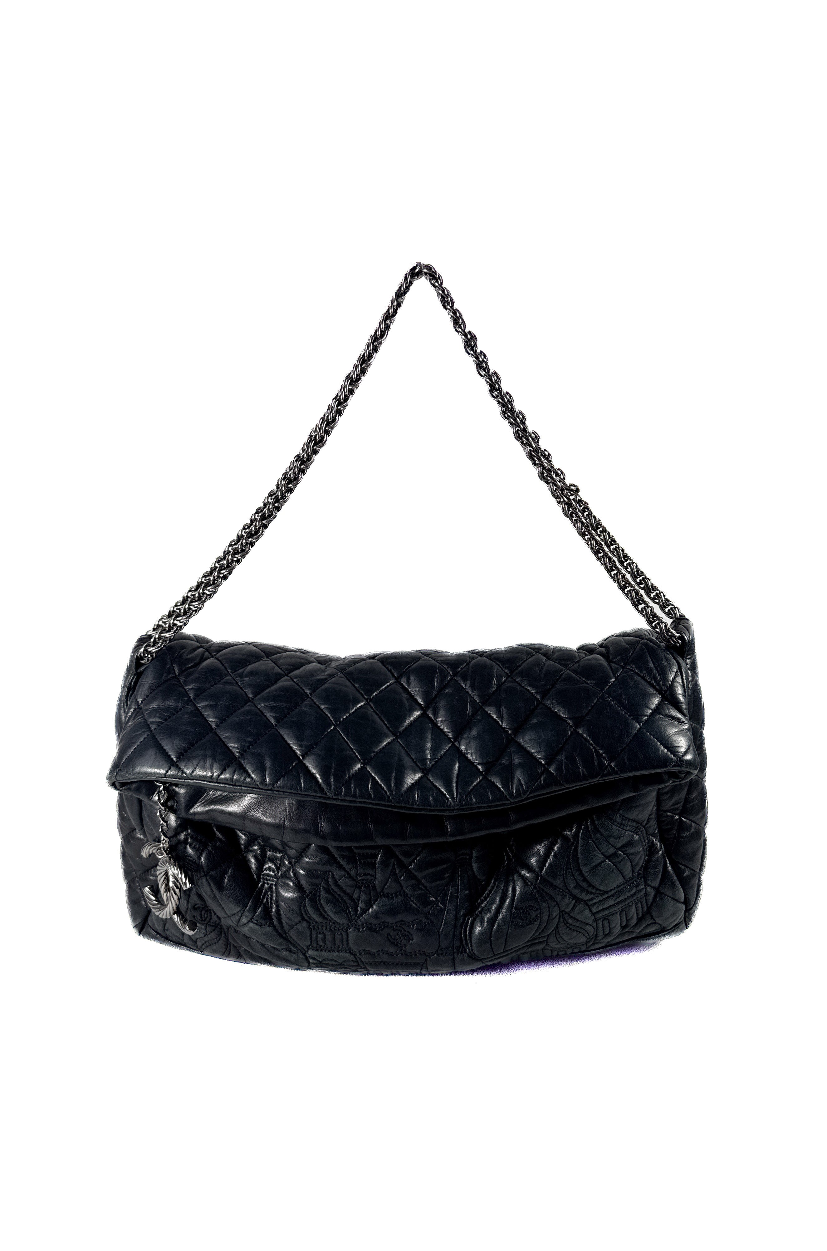 Chanel black quilted leather Paris-Moscow red square Kremlin hobo 1290