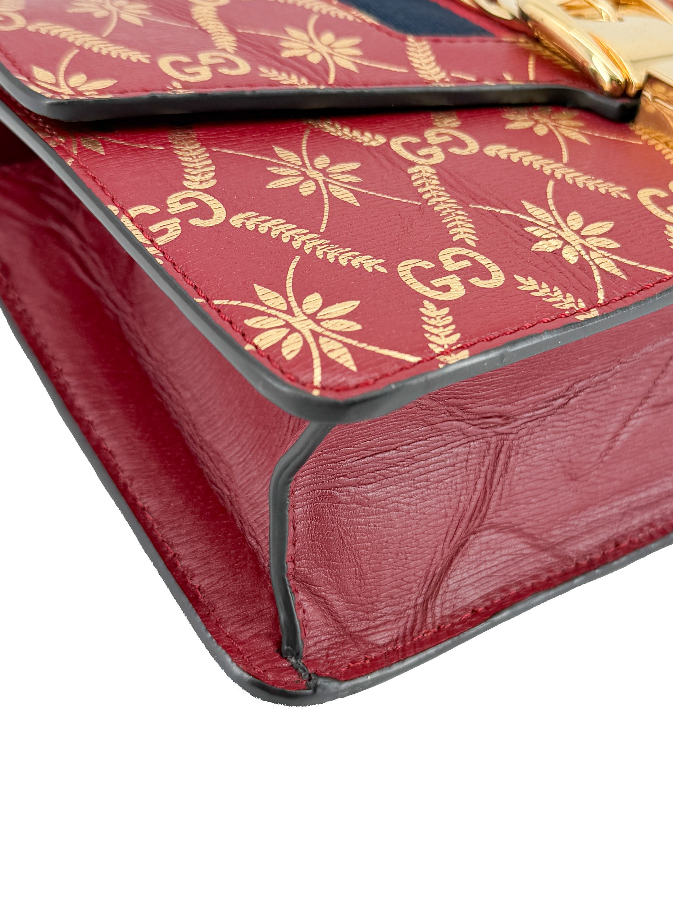 Gucci red small print Sylvie shoulder bag 524405 493075