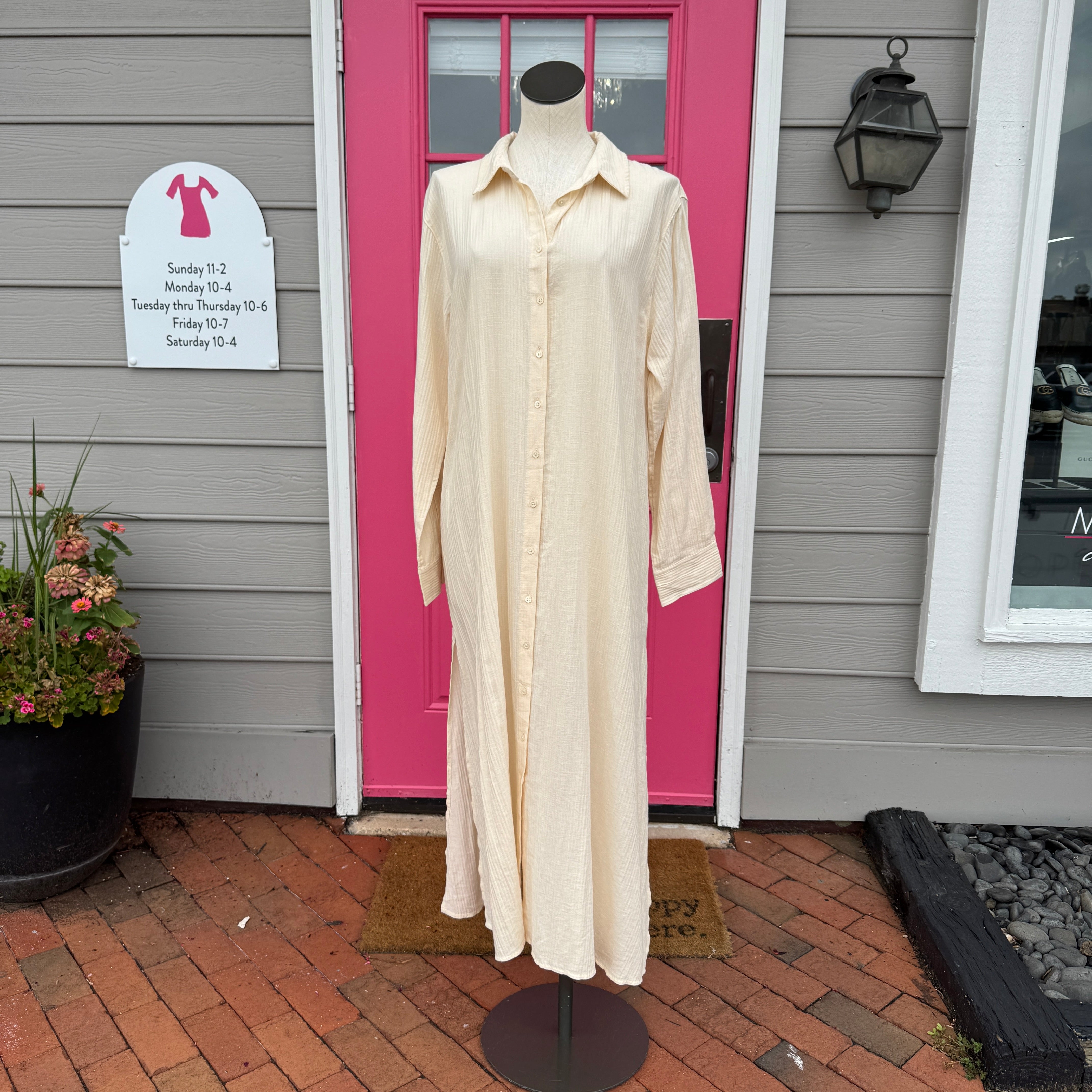 J. Crew cream cotton long sleeve dress size L NWT