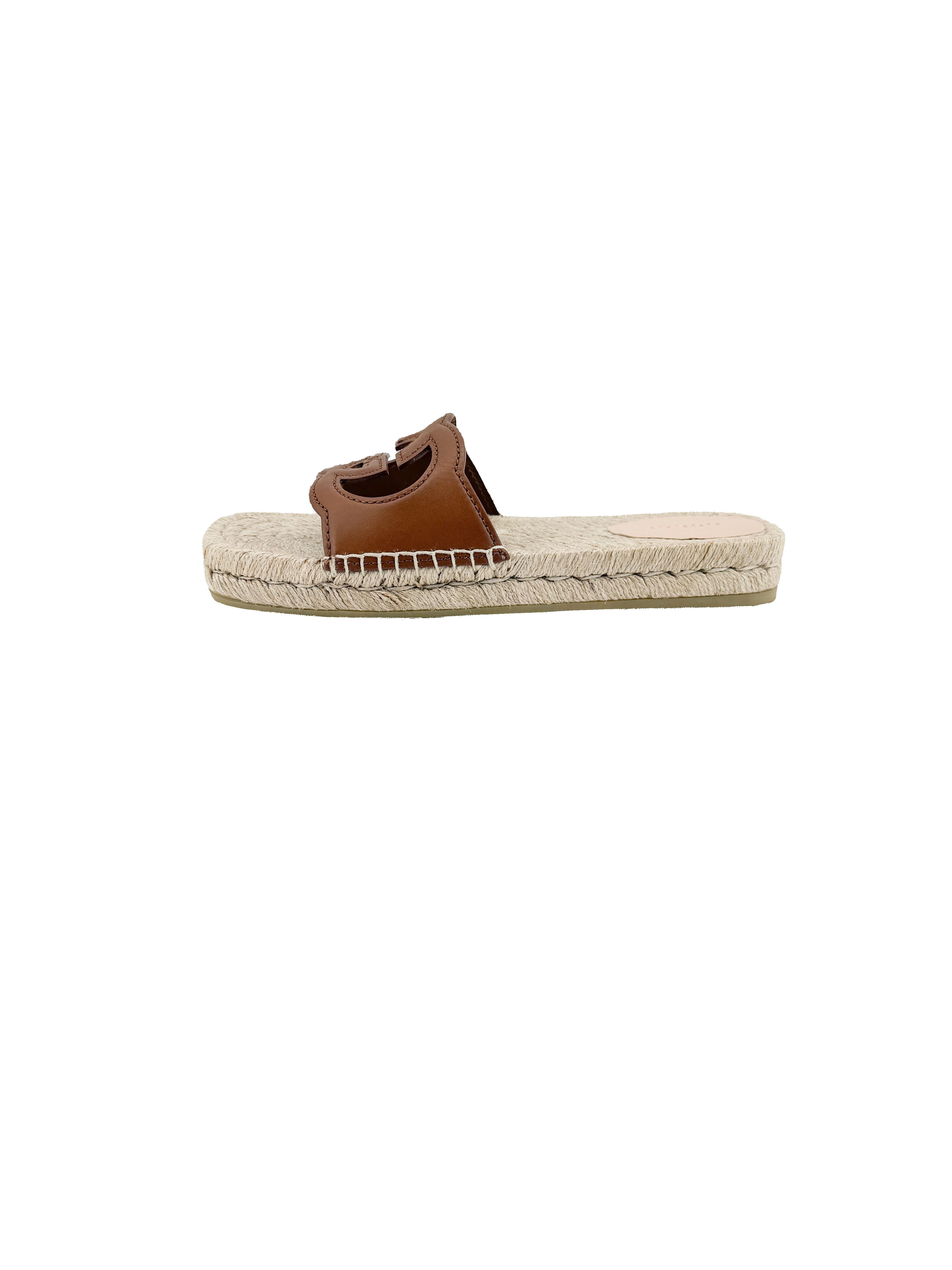 Gucci interlocking G espadrille slides size 37 NEW BOX