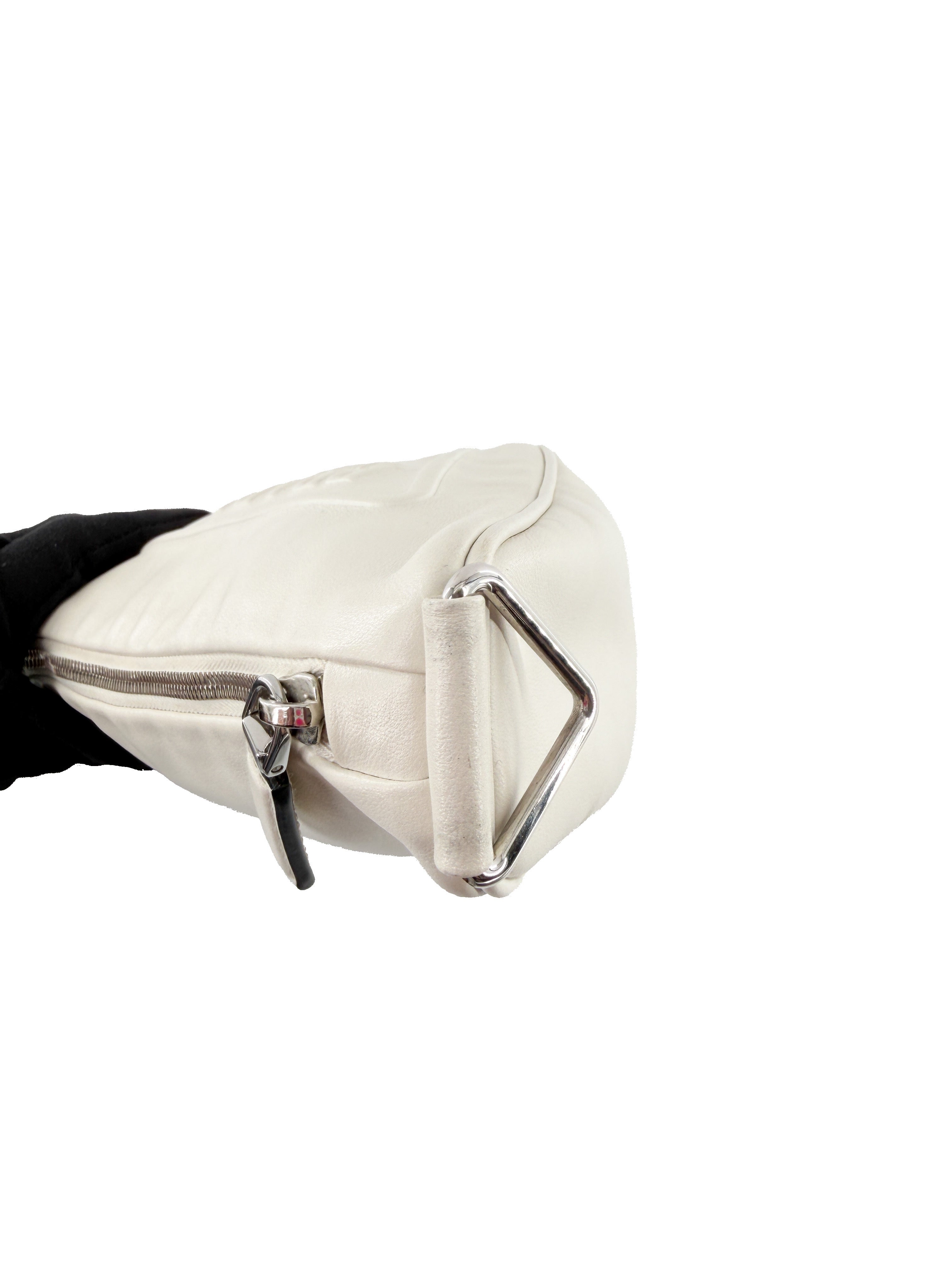 Prada white leather Triangle bag 42