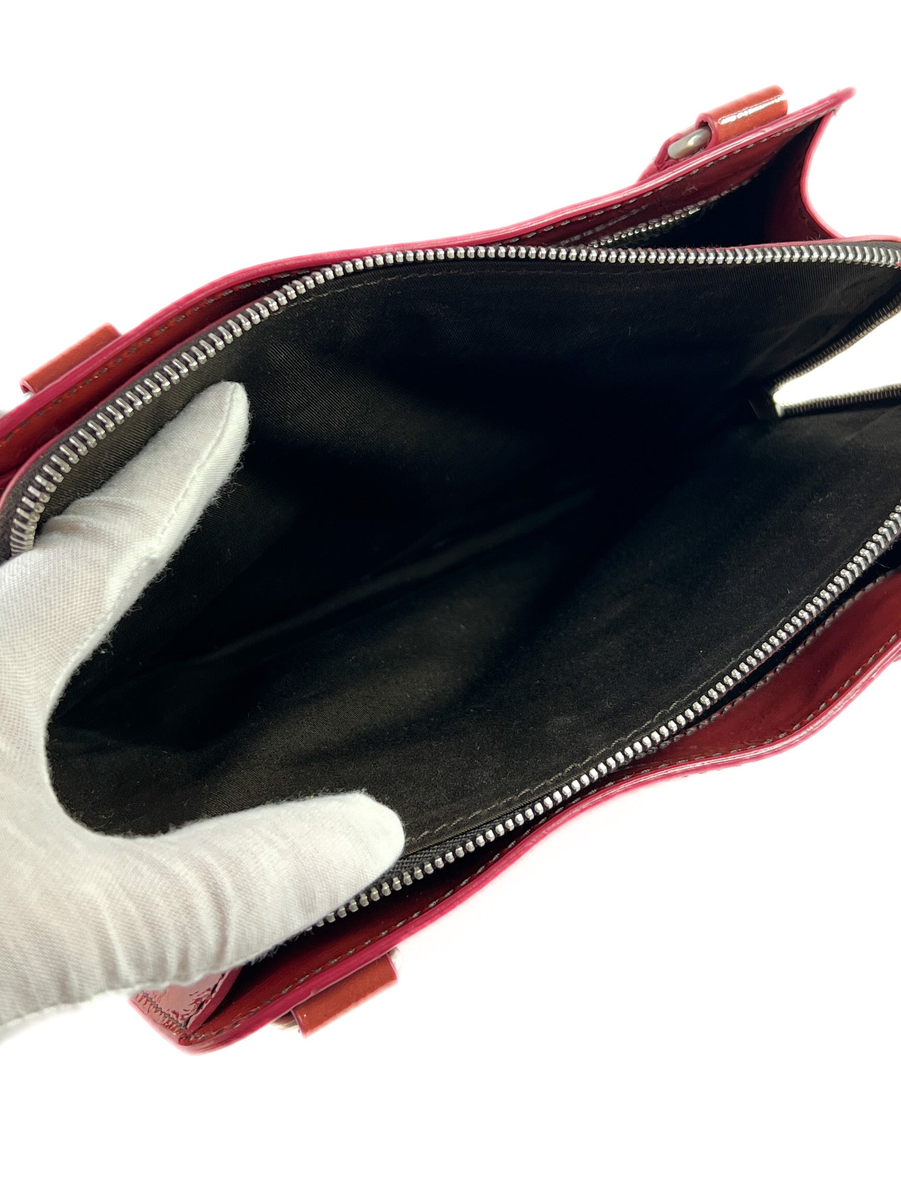 Miu Miu coral patent leather top handle bag (Fall 2003 RTW)