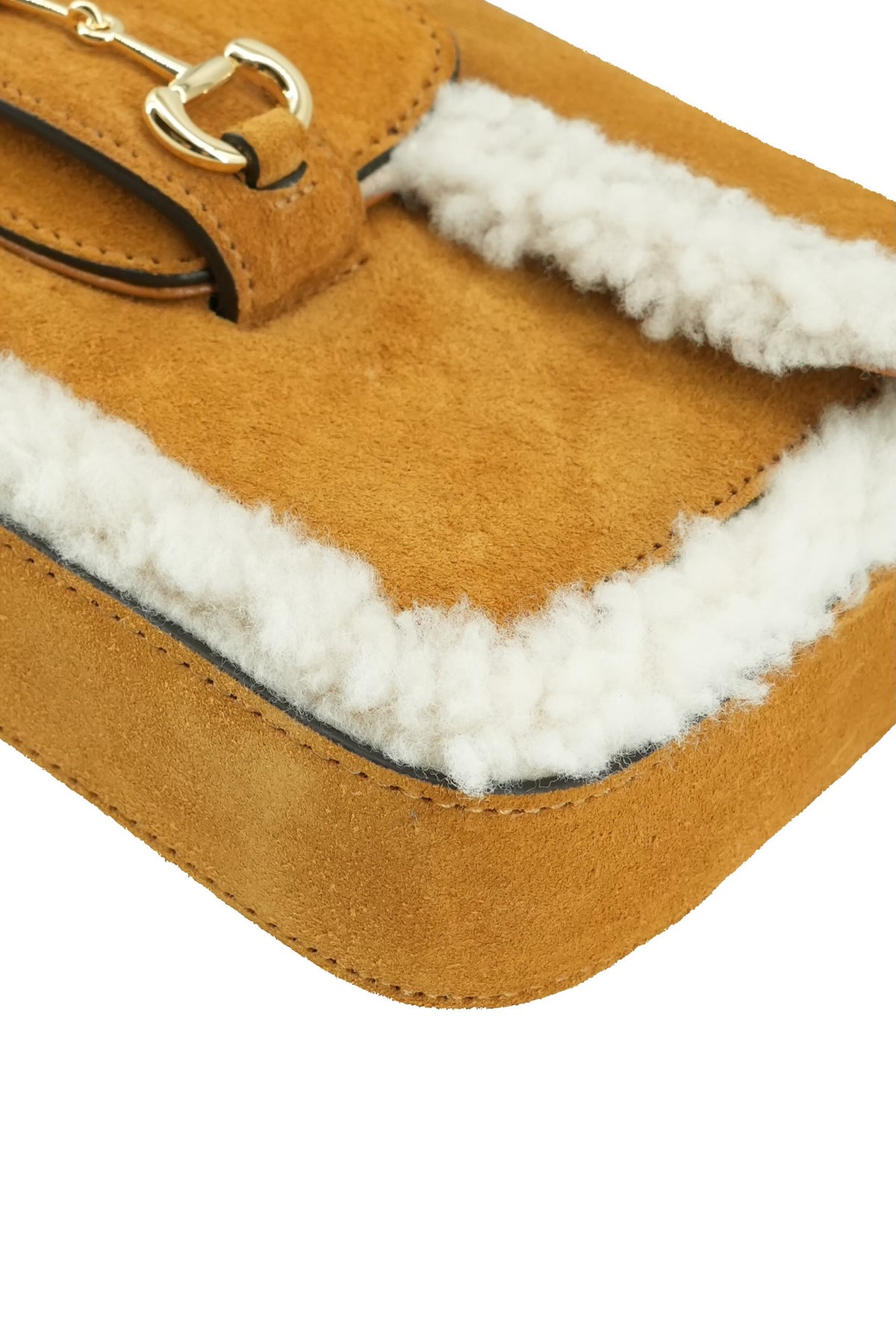 Gucci Horsebit Flap 1955 Shoulder Bag with suede shearling mini 760319-0416