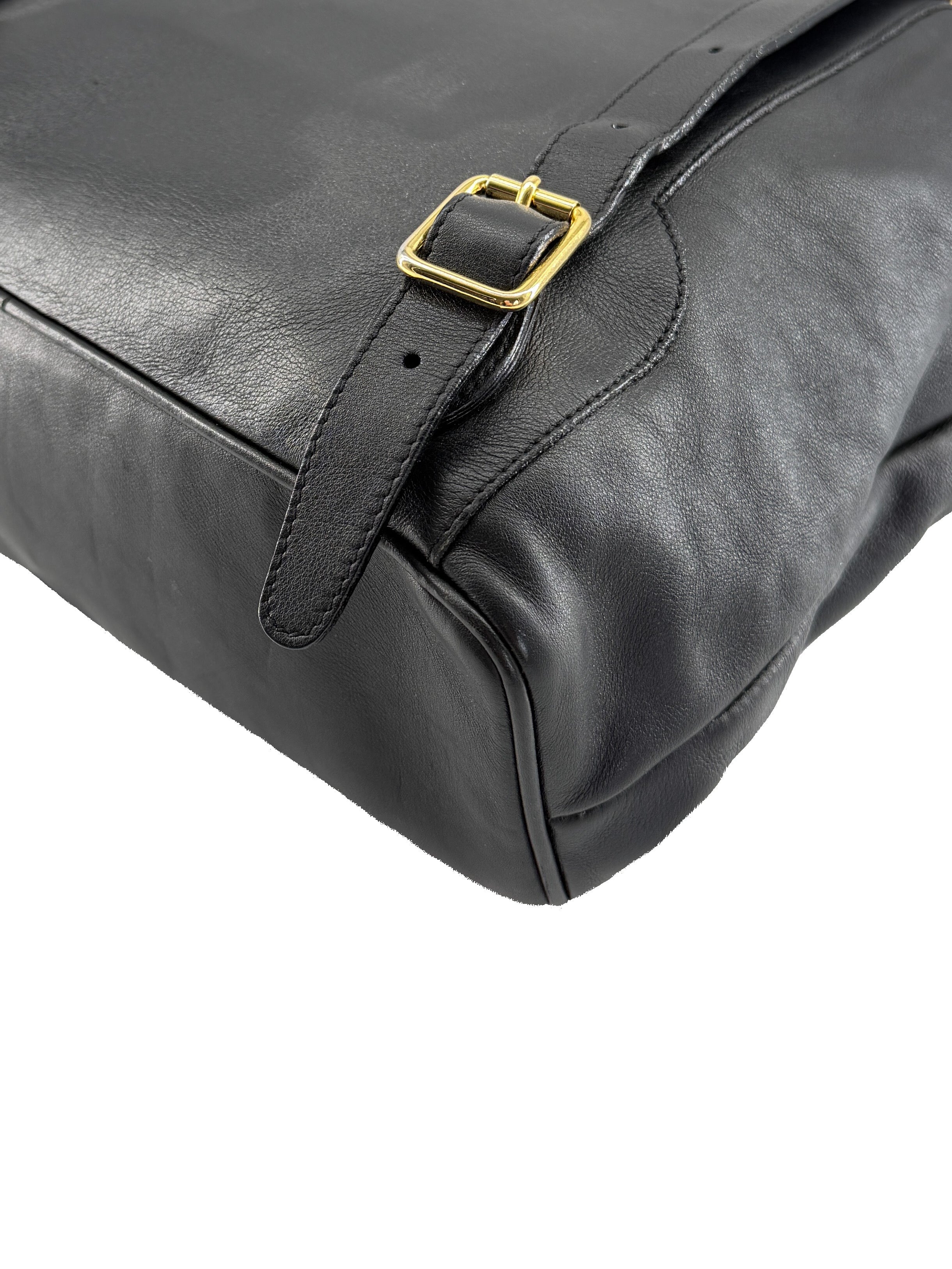 Gucci vintage black leather Bamboo double pocket backpack 00320580016 - My Girlfriend's Wardrobe LLC