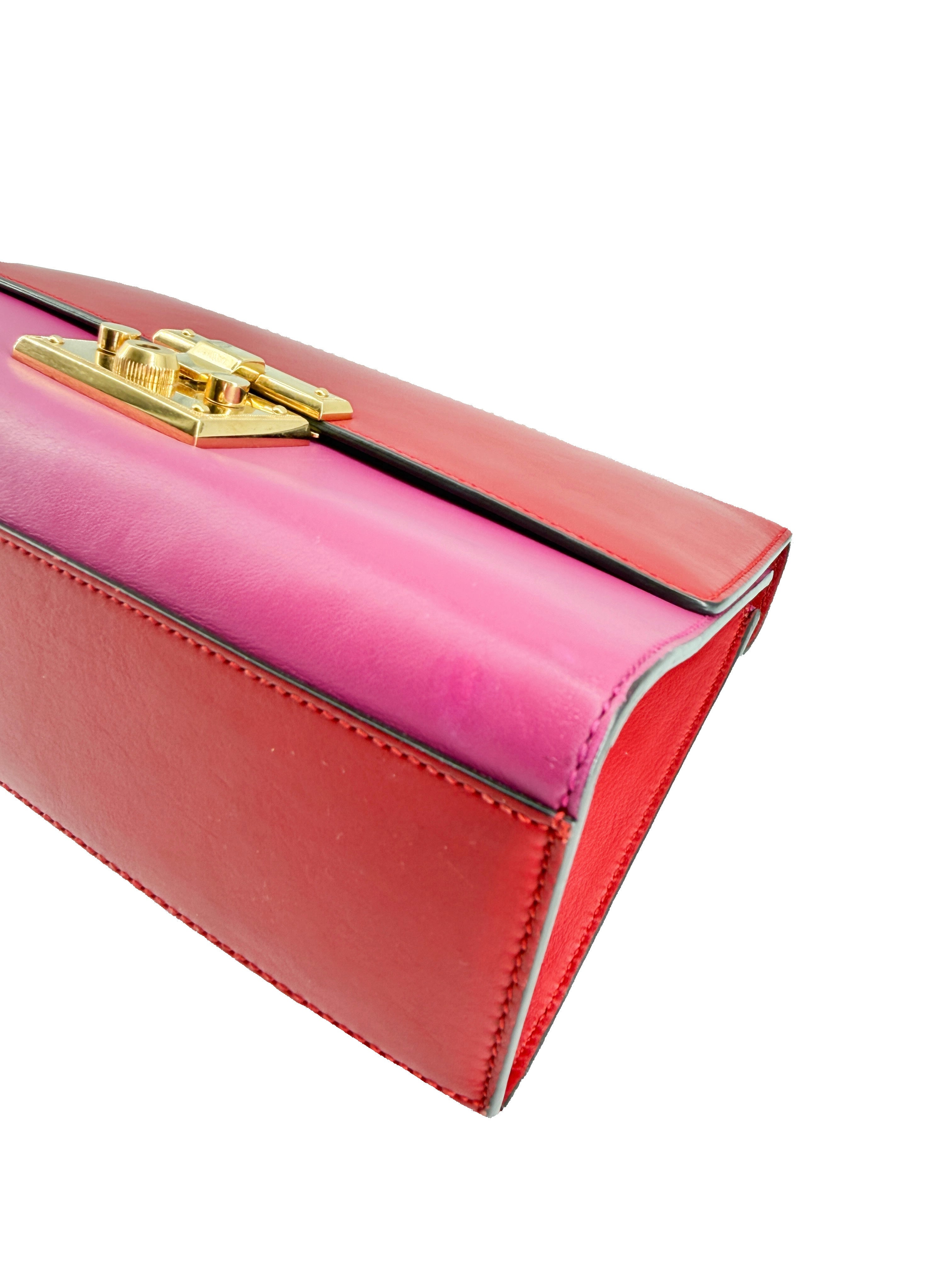 Gucci red, pink leather Medium Padlock shoulder bag 409486 498879