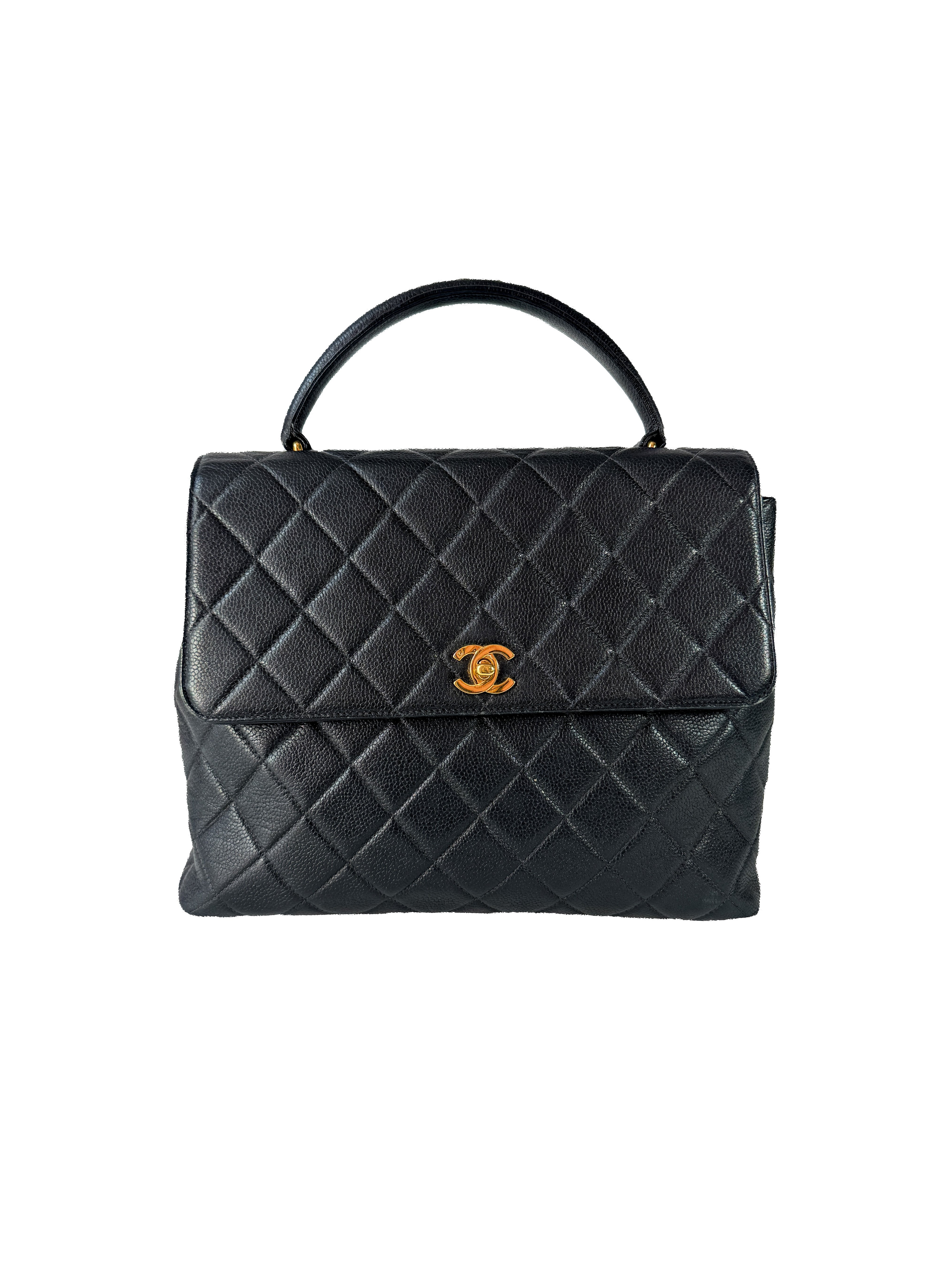 Chanel Caviar Quilted Jumbo Kelly Flap Black  4367160