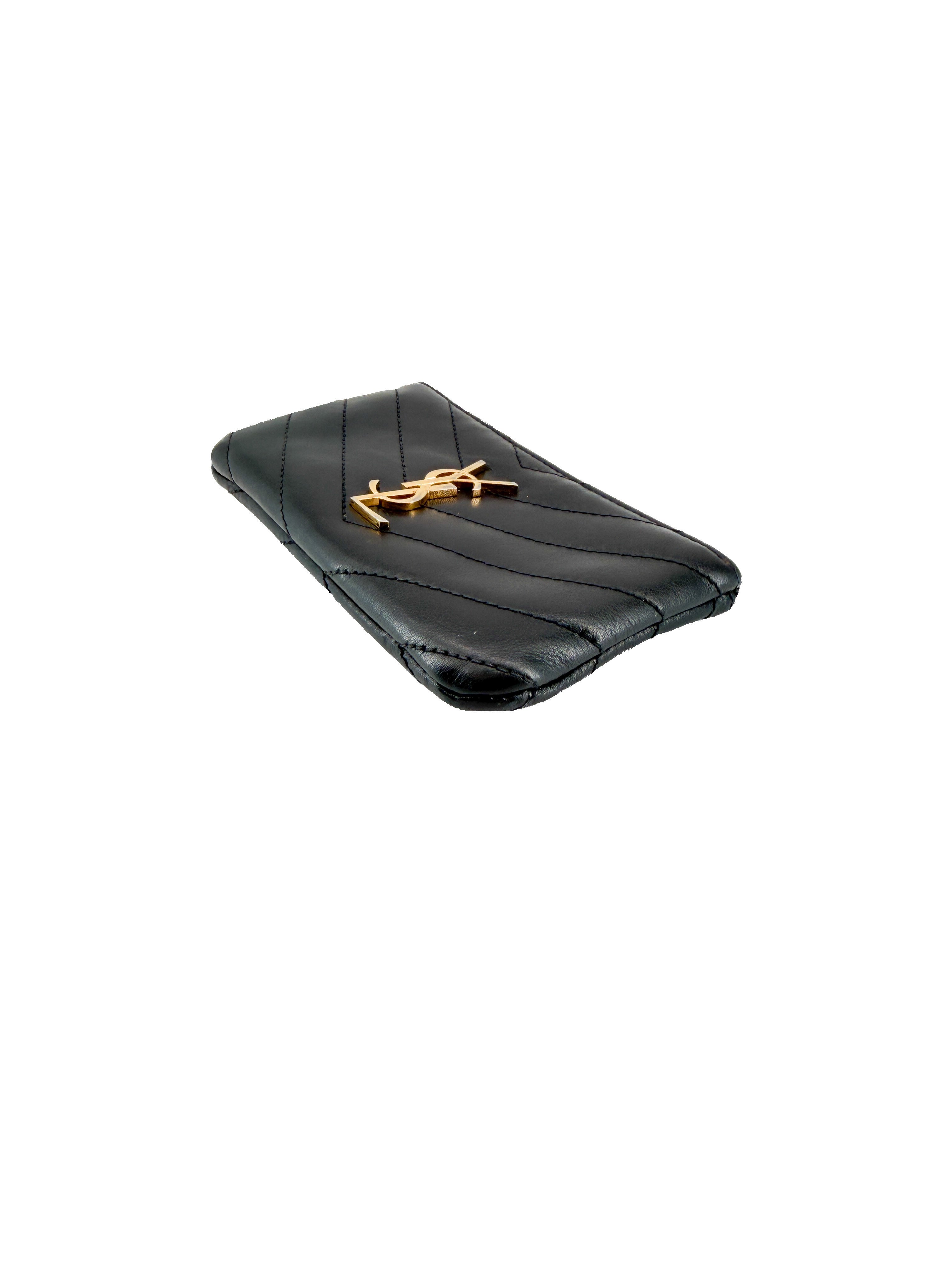 Saint Laurent black leather Cassandre key pouch CFP438386-0120
