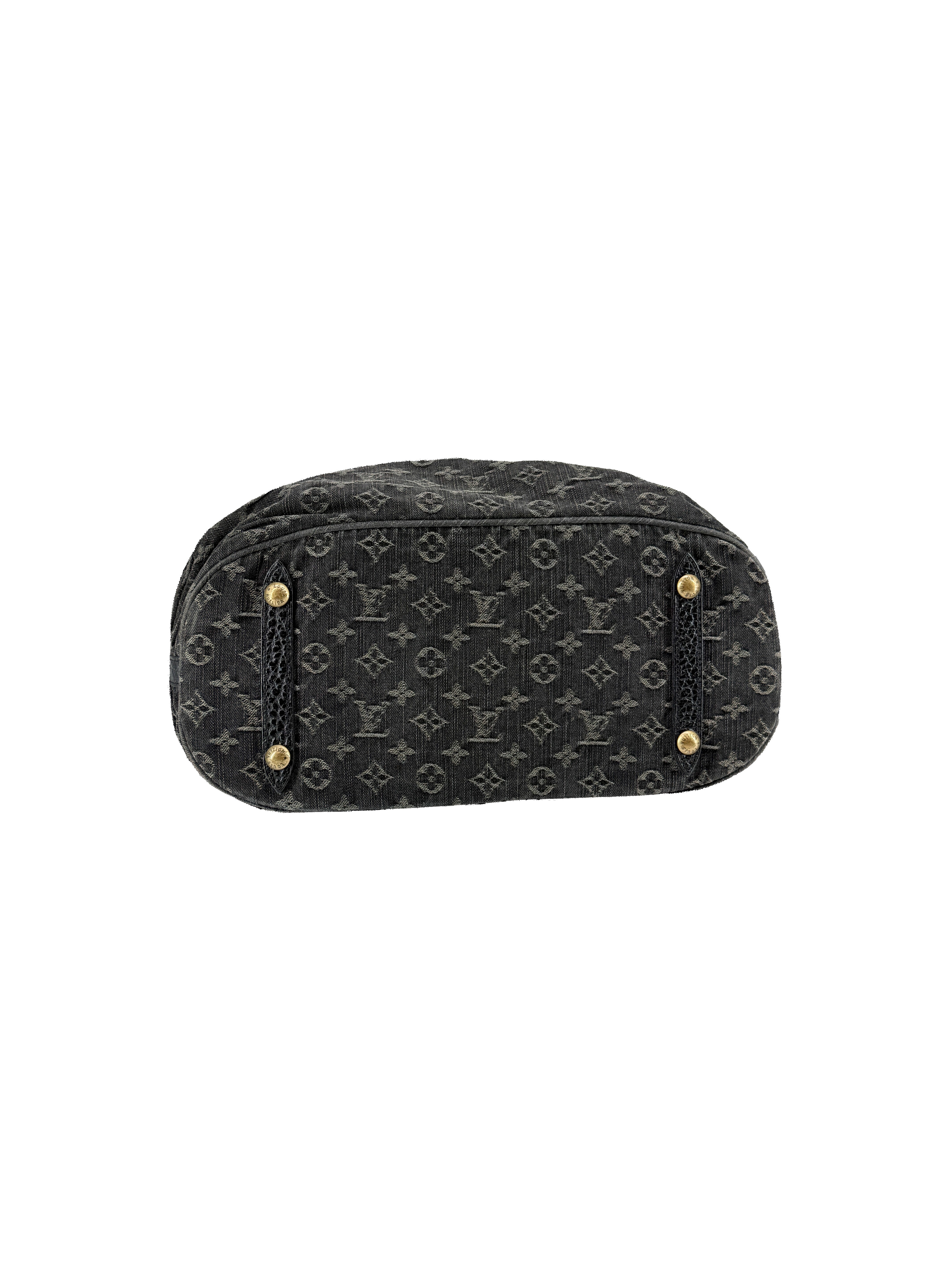 Louis Vuitton monogram black denim Mahina XL FL0078