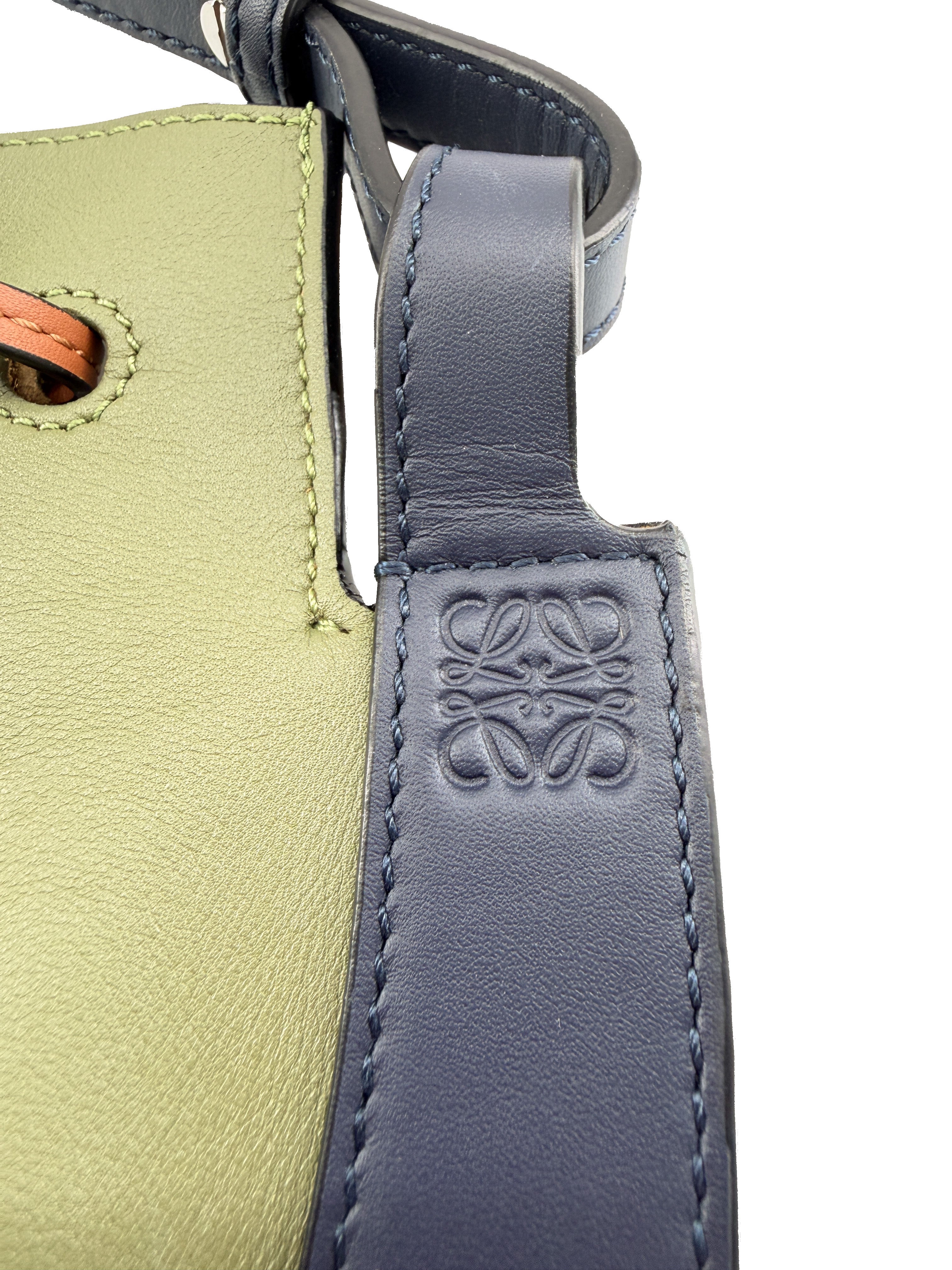 Loewe blue, green colorblock Horseshoe bag 062011