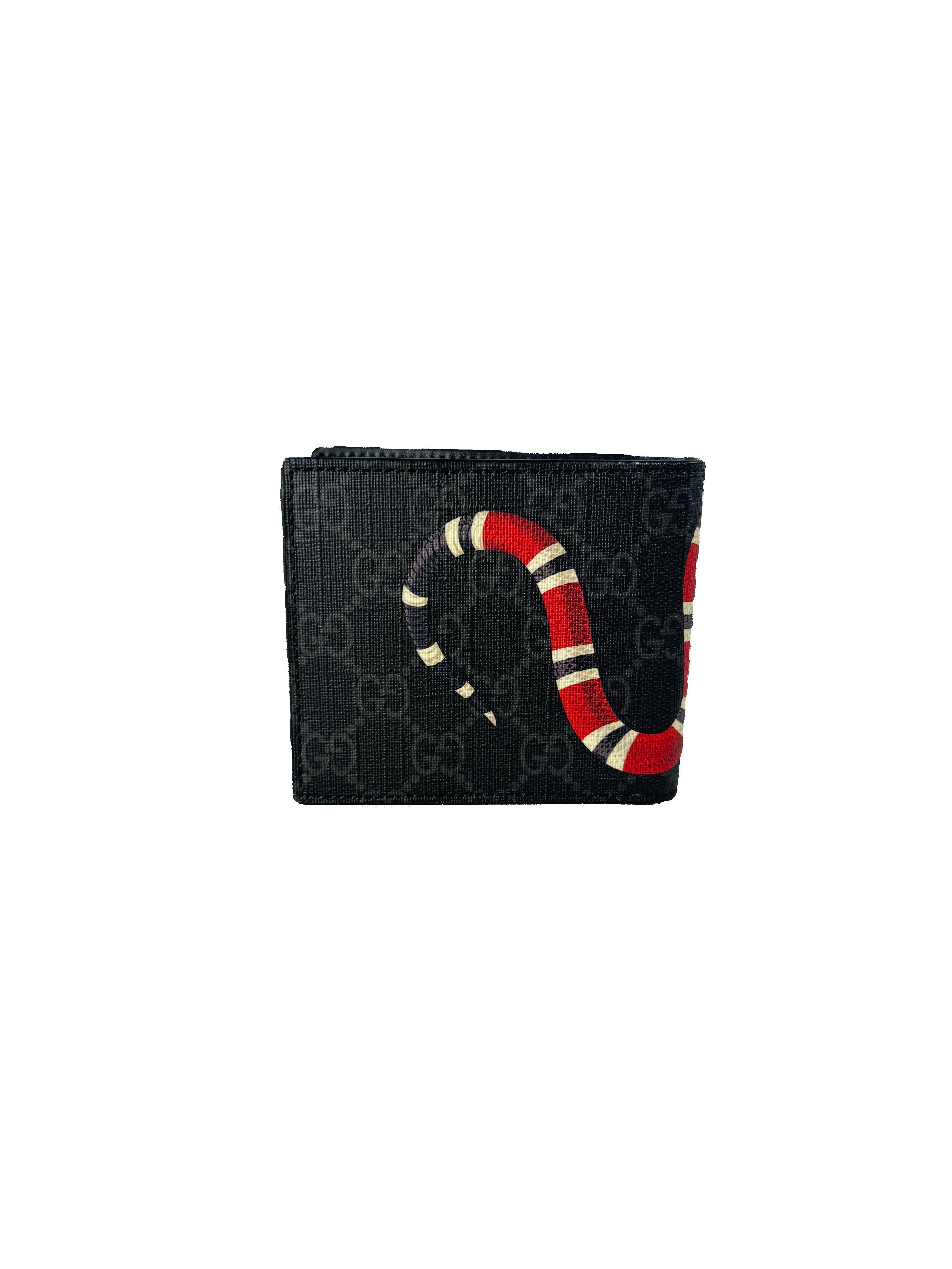 Gucci Supreme black kingsnake bi-fold wallet NEW 493075