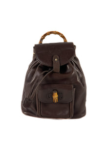 Gucci brown leather Bamboo handle backpack