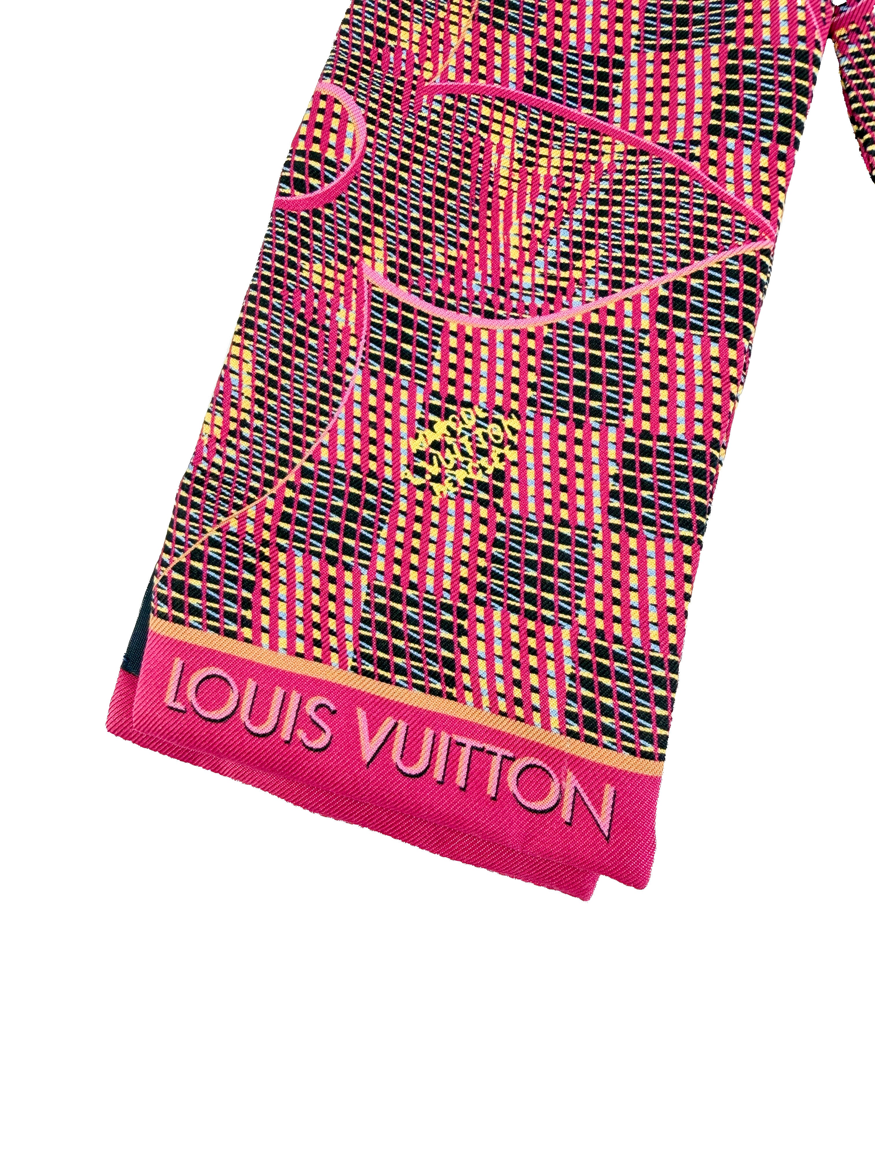 Louis Vuitton pink damier pop print bandeau twilly