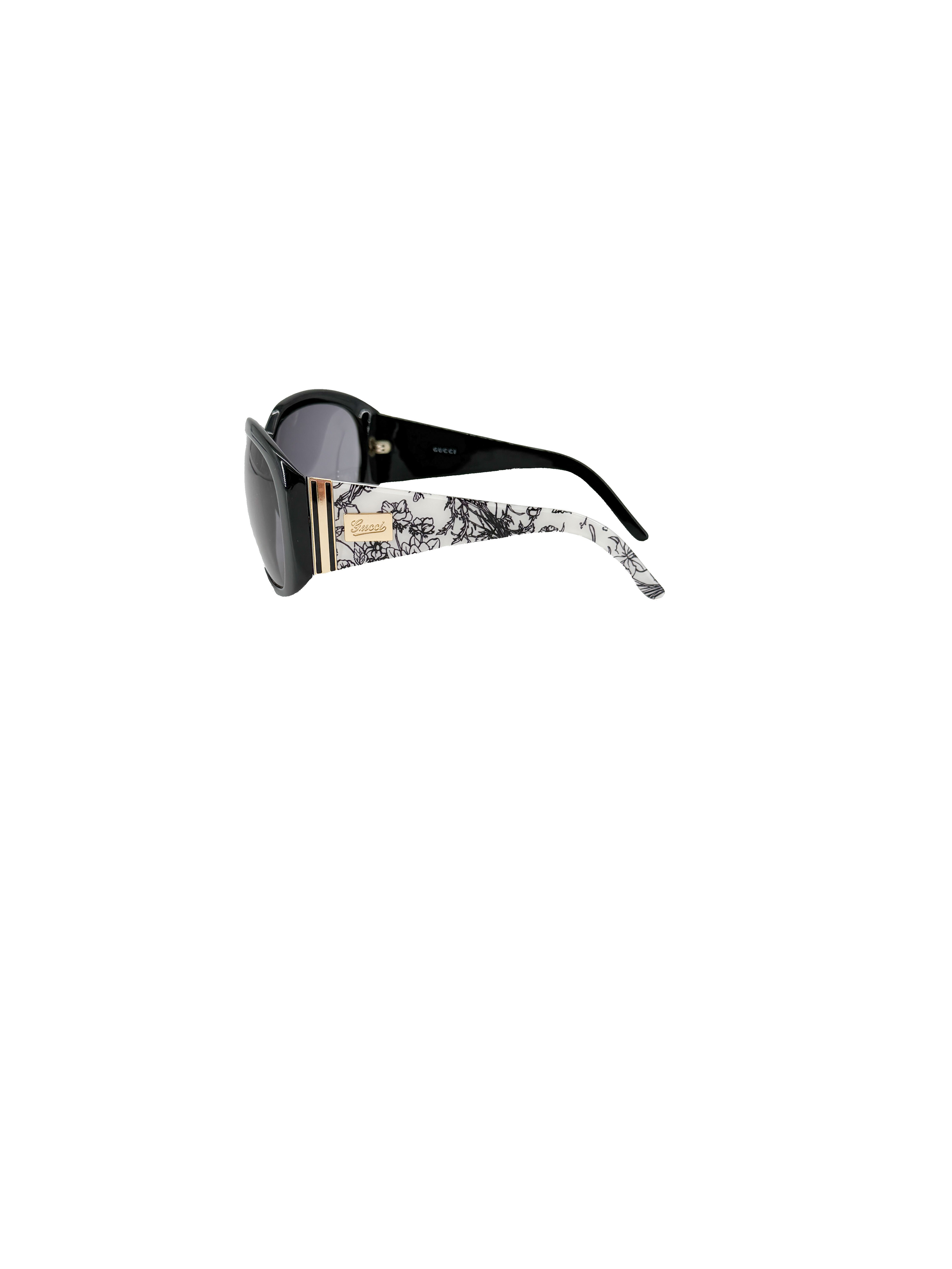 Gucci black white floral sunglasses GG3077/S CASE