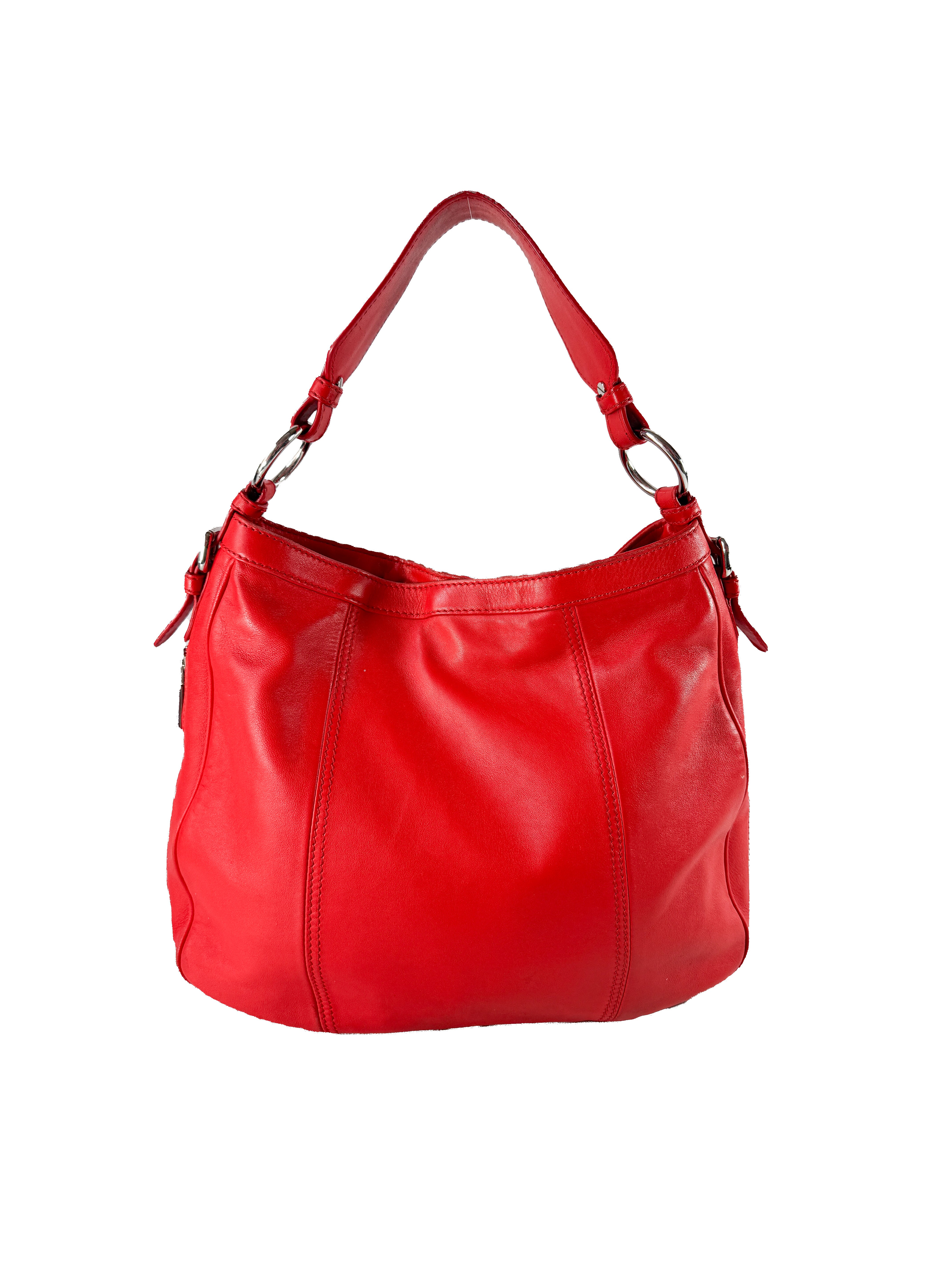 Versace red leather shoulder bag