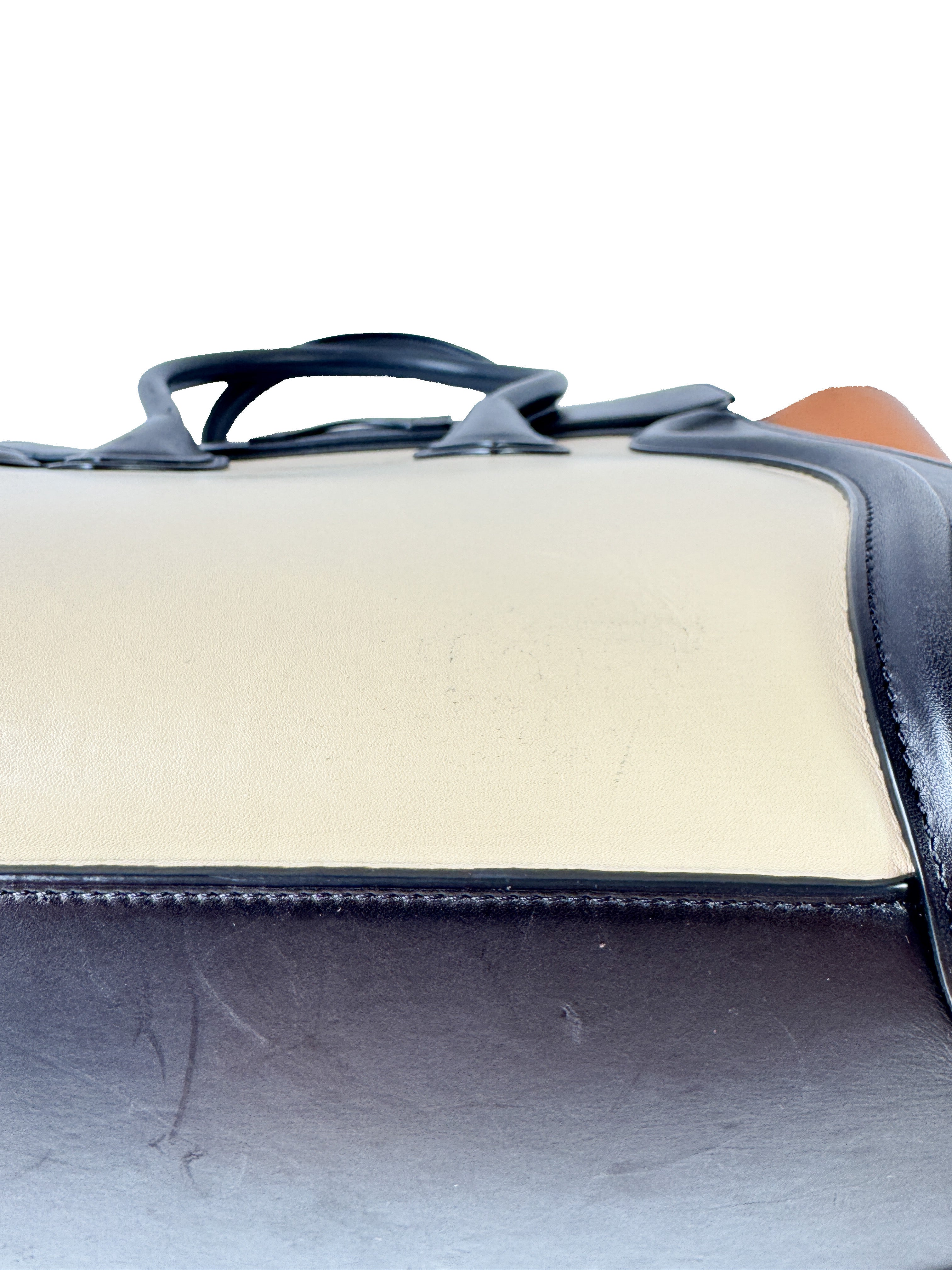 Celine Tricolor cream/black/brown Luggage Bag Leather Mini F-CU-0144