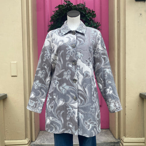 Chico’s gray brocade jacket size L