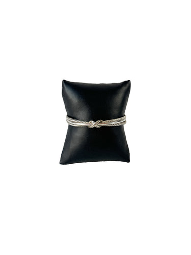David Yurman sterling silver & diamonds crossover X cuff cable bangle current retail $975