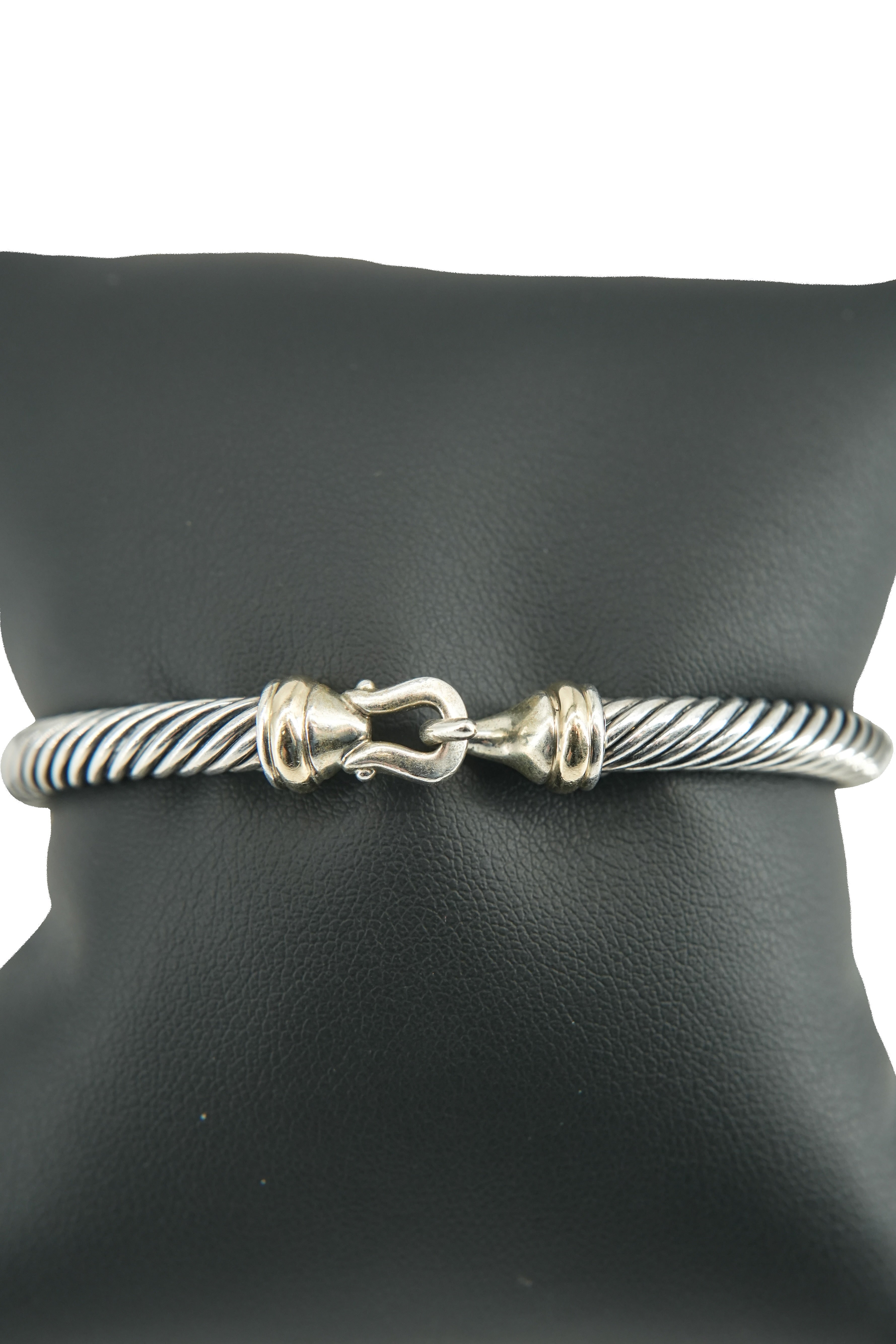 David Yurman sterling silver, yellow gold 5MM buckle bracelet