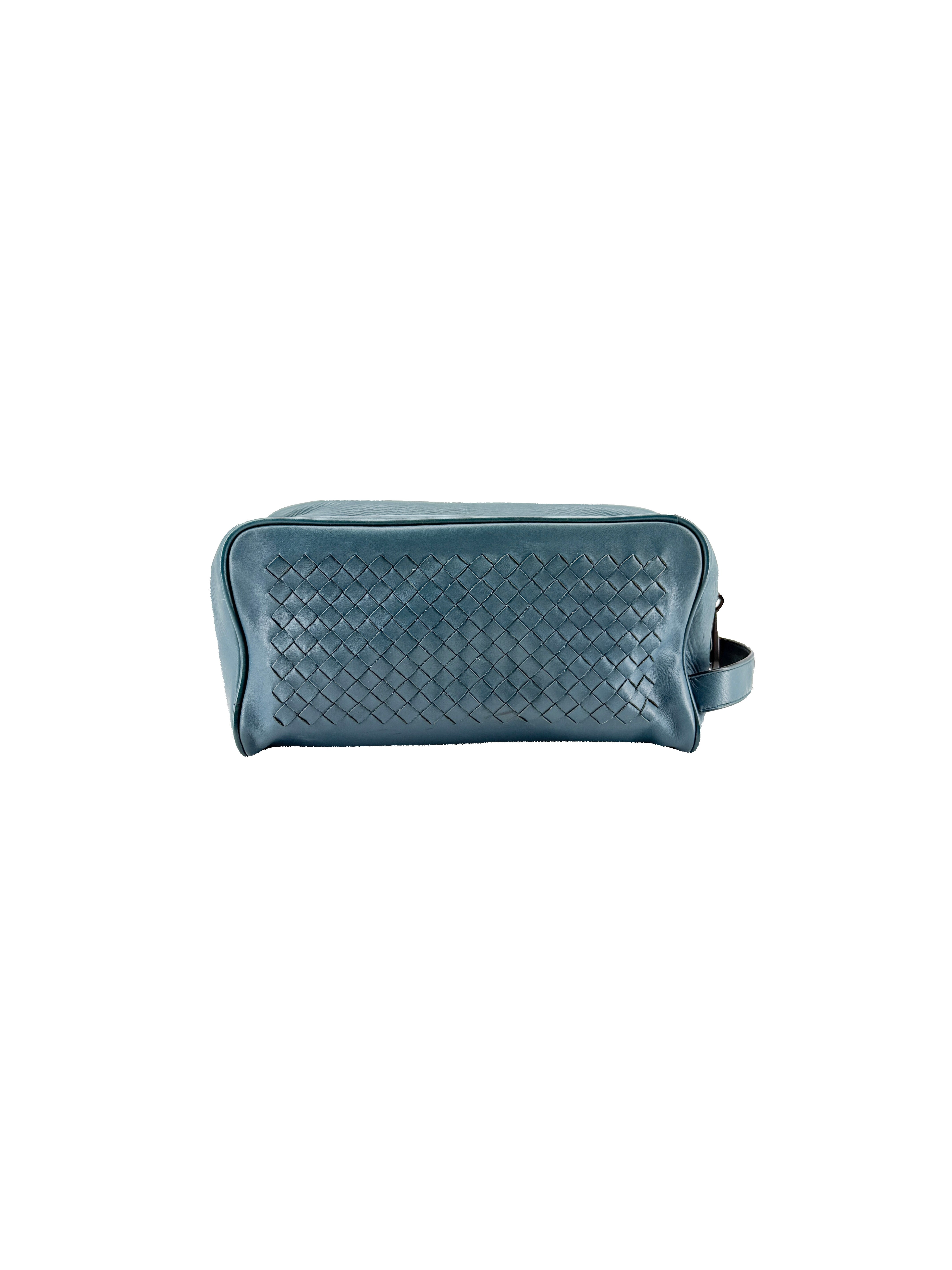 Bottega Veneta teal Intrecciato toiletry bag B07690618B