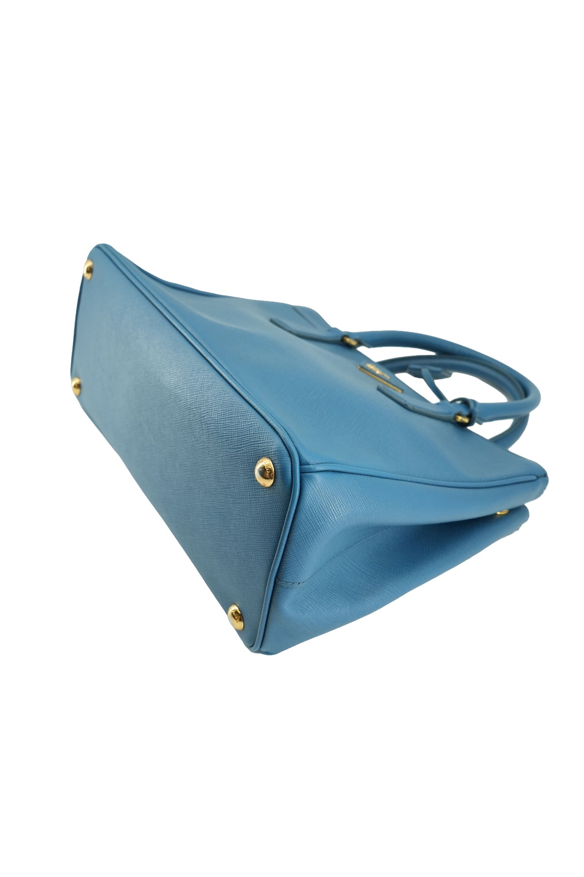 Prada blue leather saffiano Galleria double zip tote 31 Y