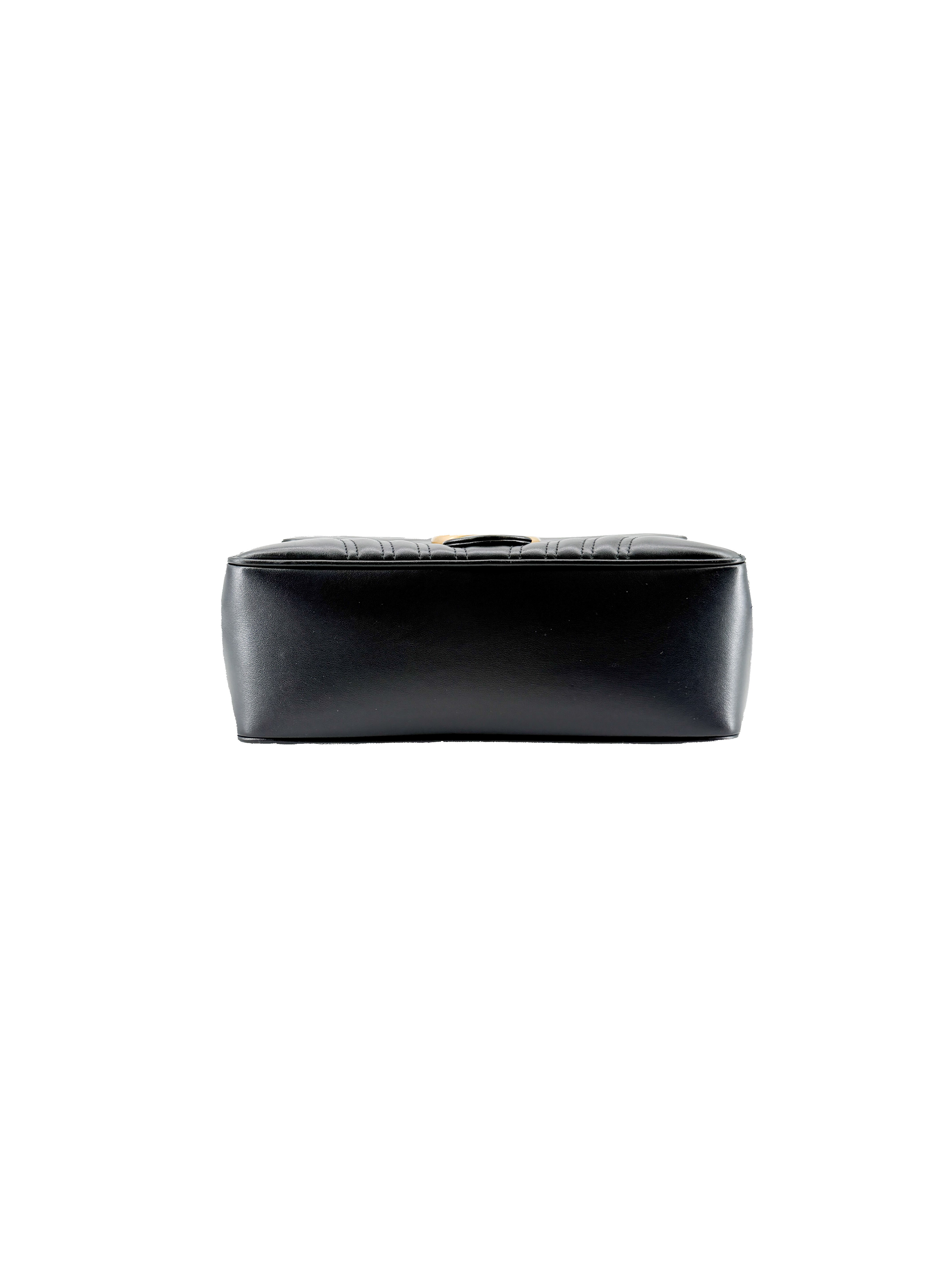 Gucci black calfskin Sylvie web small GG Marmont bag 498188 562600