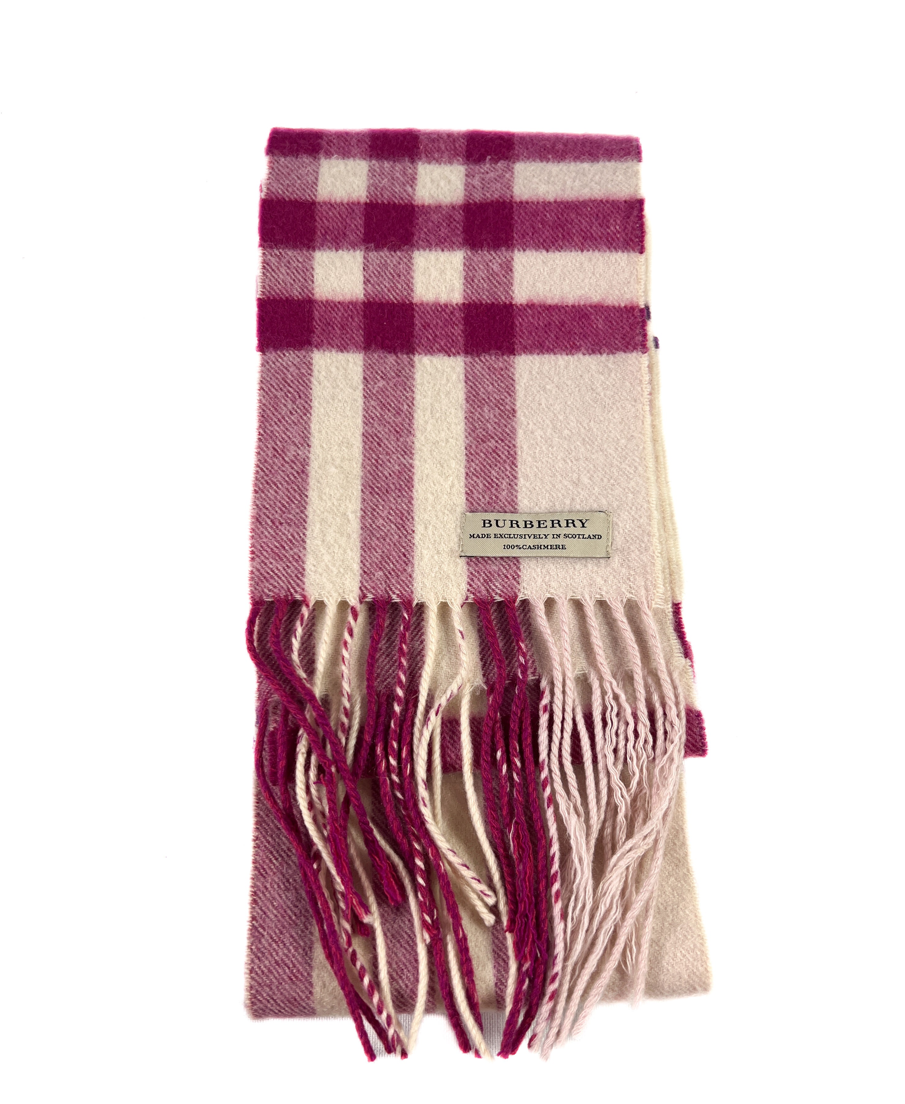 Burberry cream and magenta cashmere scarf