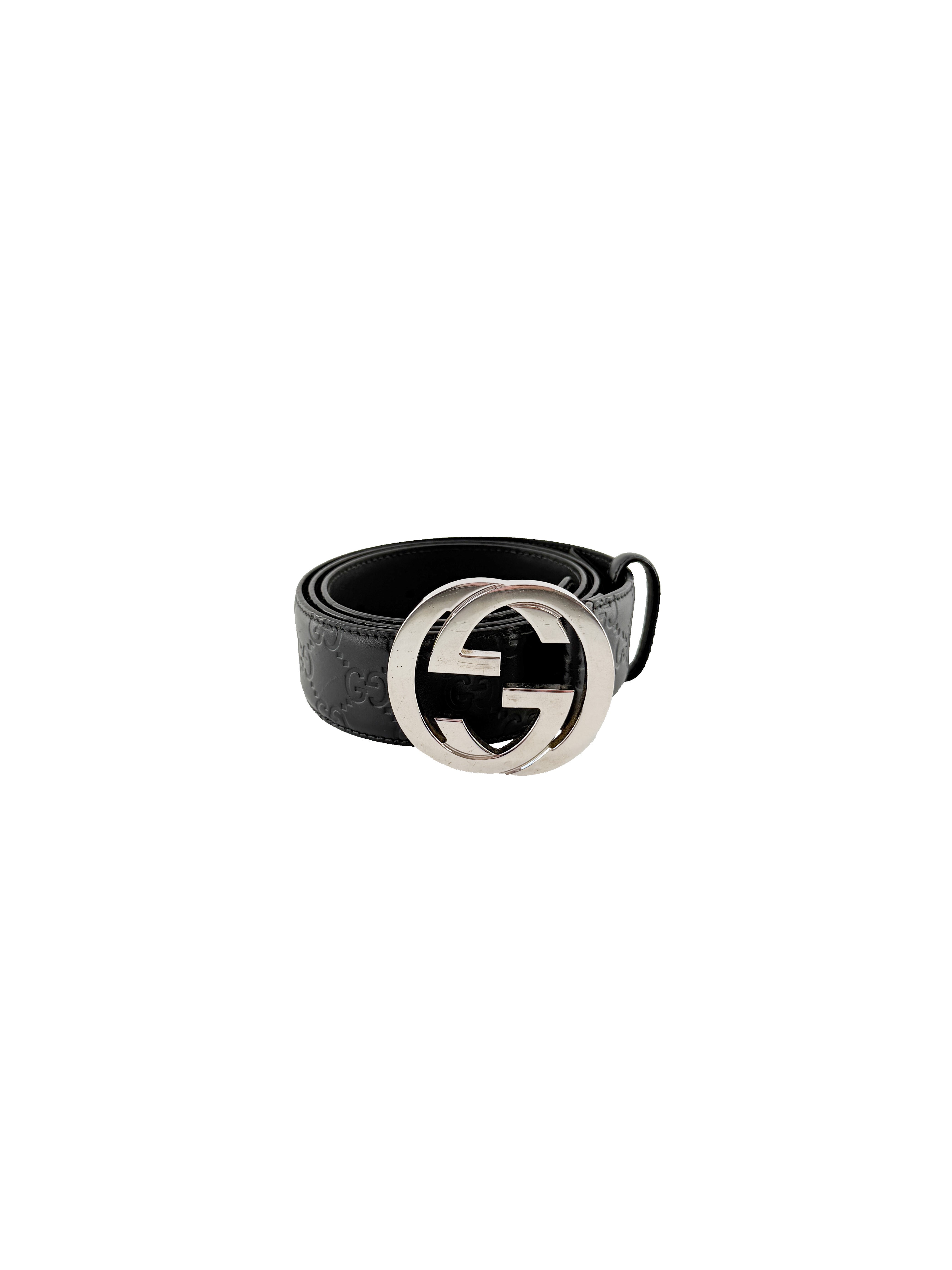 Gucci black GG Guccisimia belt size 90 601254