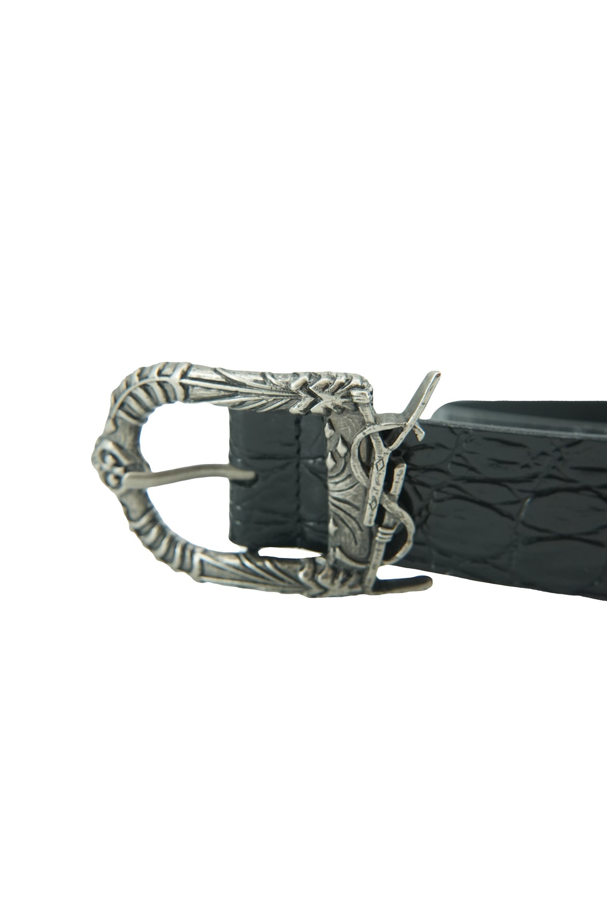 Saint Laurent black croc embossed Celtic belt size 80