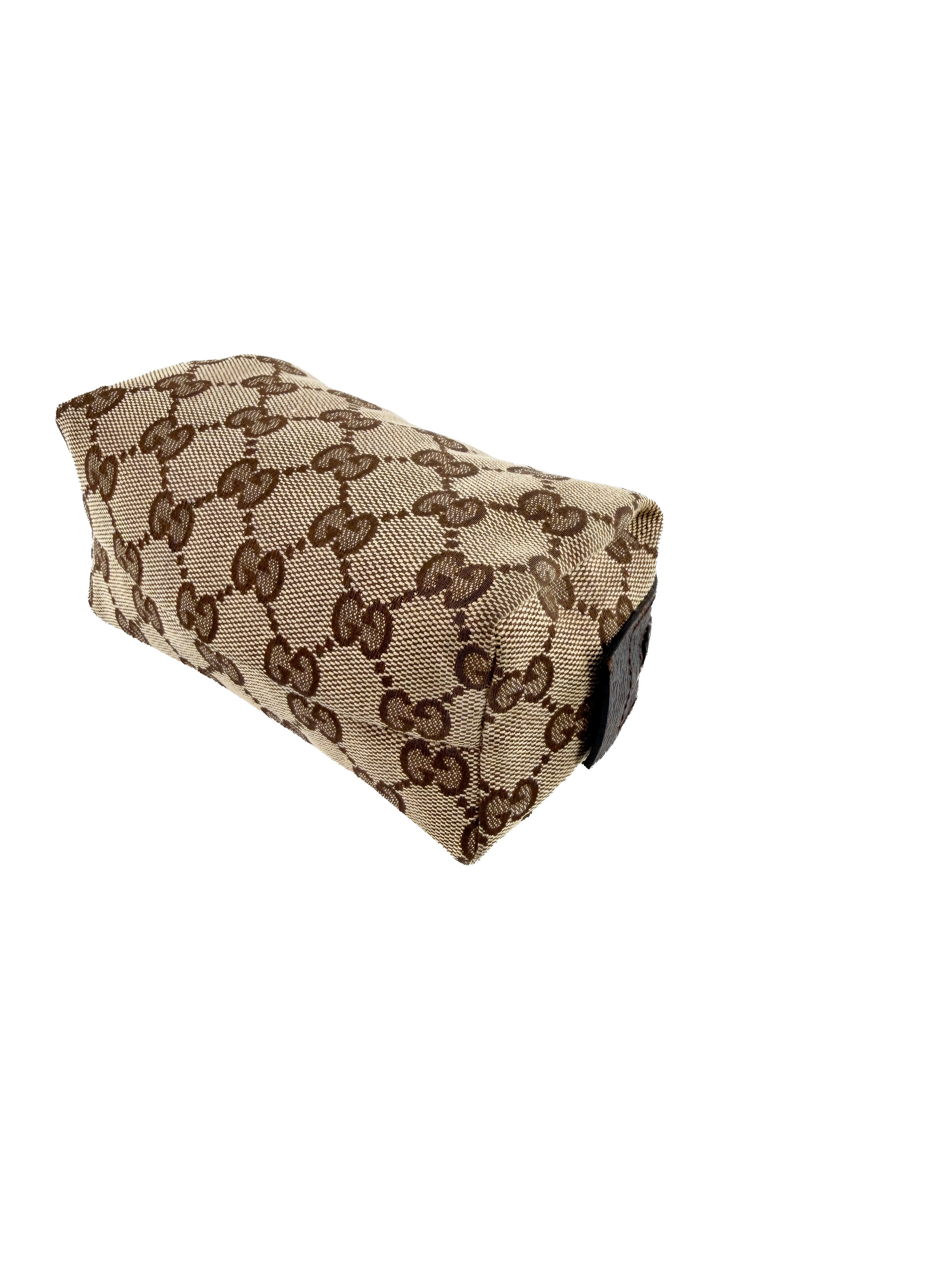 Gucci brown canvas GG zip pouch 29596 205027