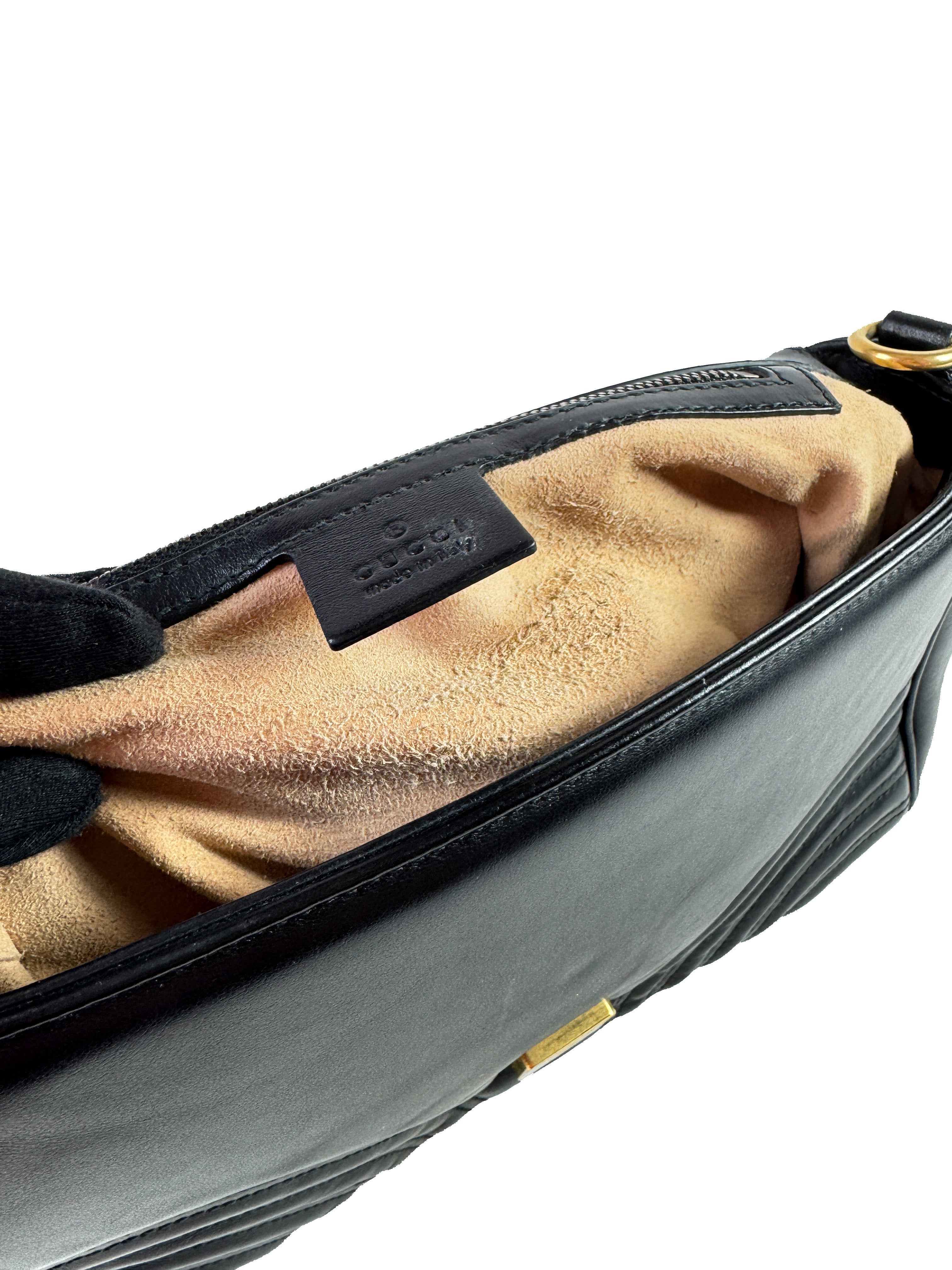 Gucci black leather Marmont top handle bag 498110204991