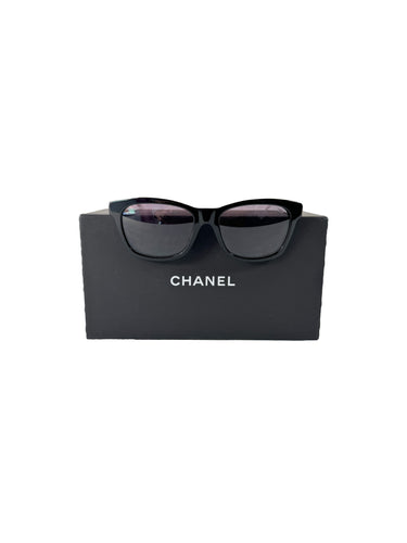 Chanel black/white acetate quilted CC sunglasses 5484