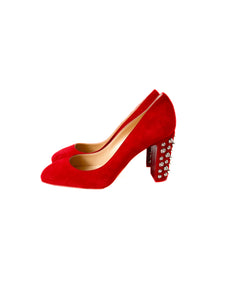 Christian Louboutin red Donna Stud Spikes 85MM pumps size 38 NEW BOX retail $895