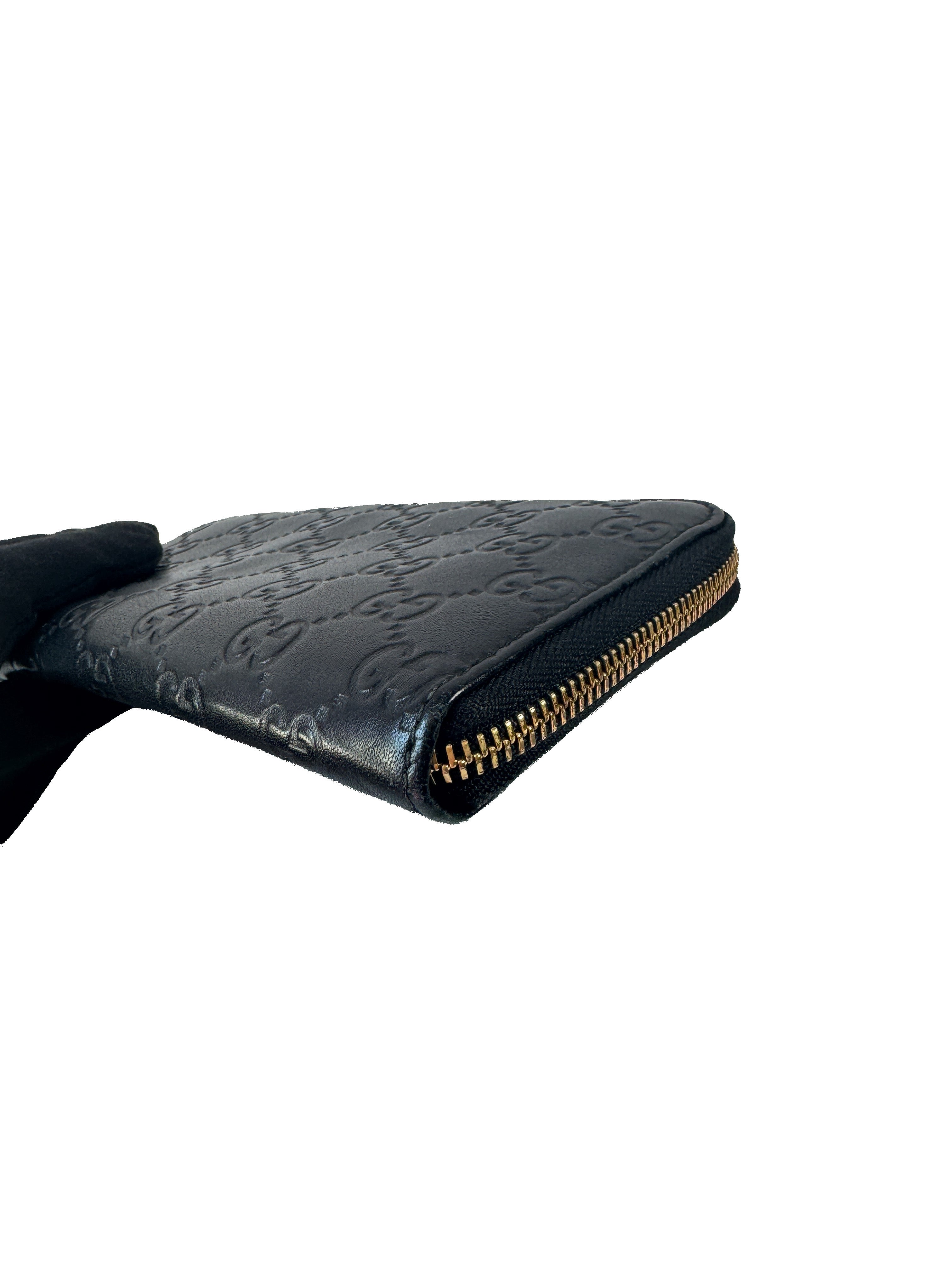 Gucci black leather GG zip around wallet 363423-4276