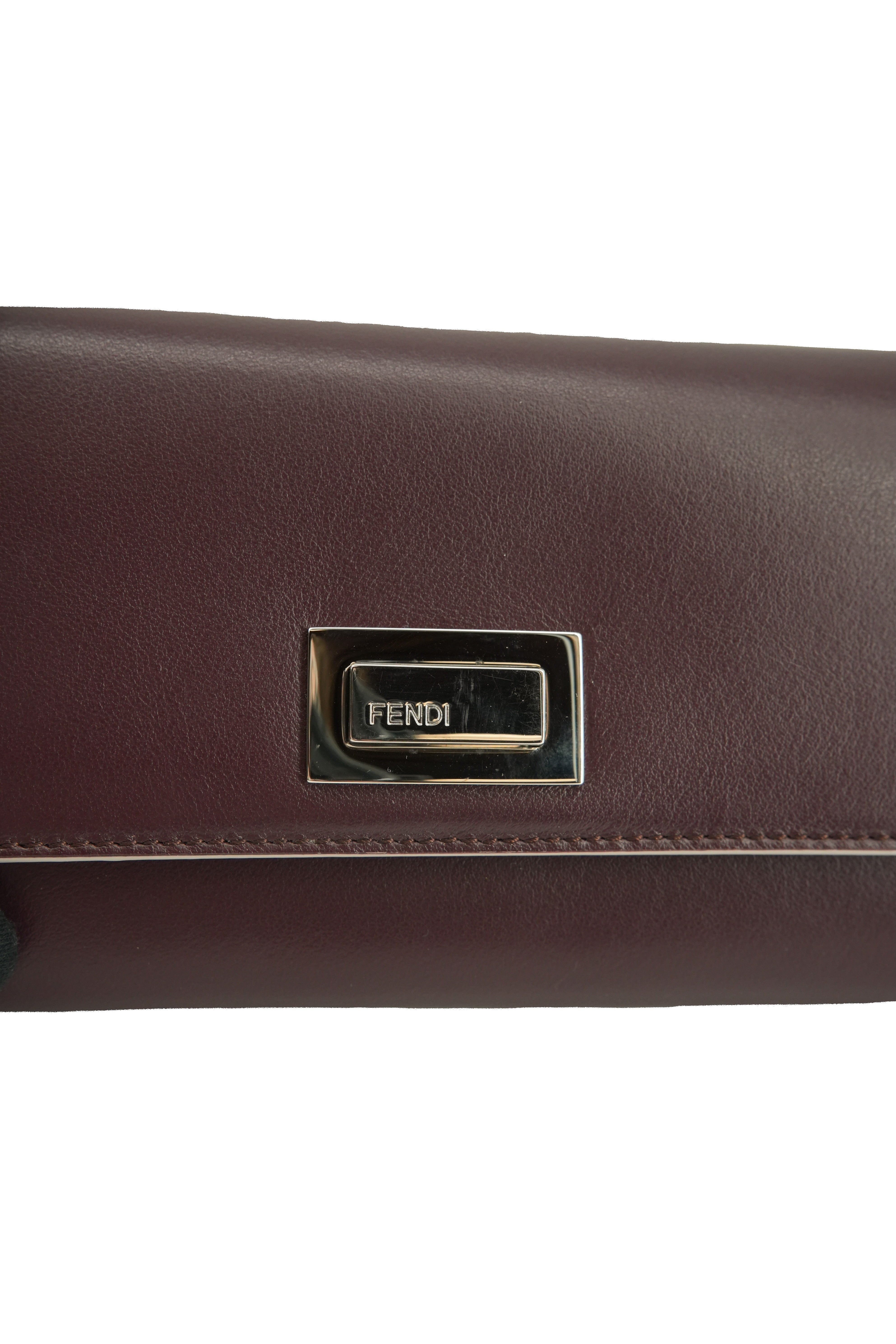 Fendi burgundy long Peekaboo wallet 9834 BOX