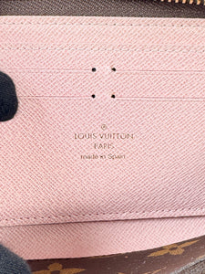 Louis Vuitton monogram Rose Ballerine Clemence wallet CA2157 retail $620