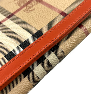 Burberry plaid orange Haymarket long wallet