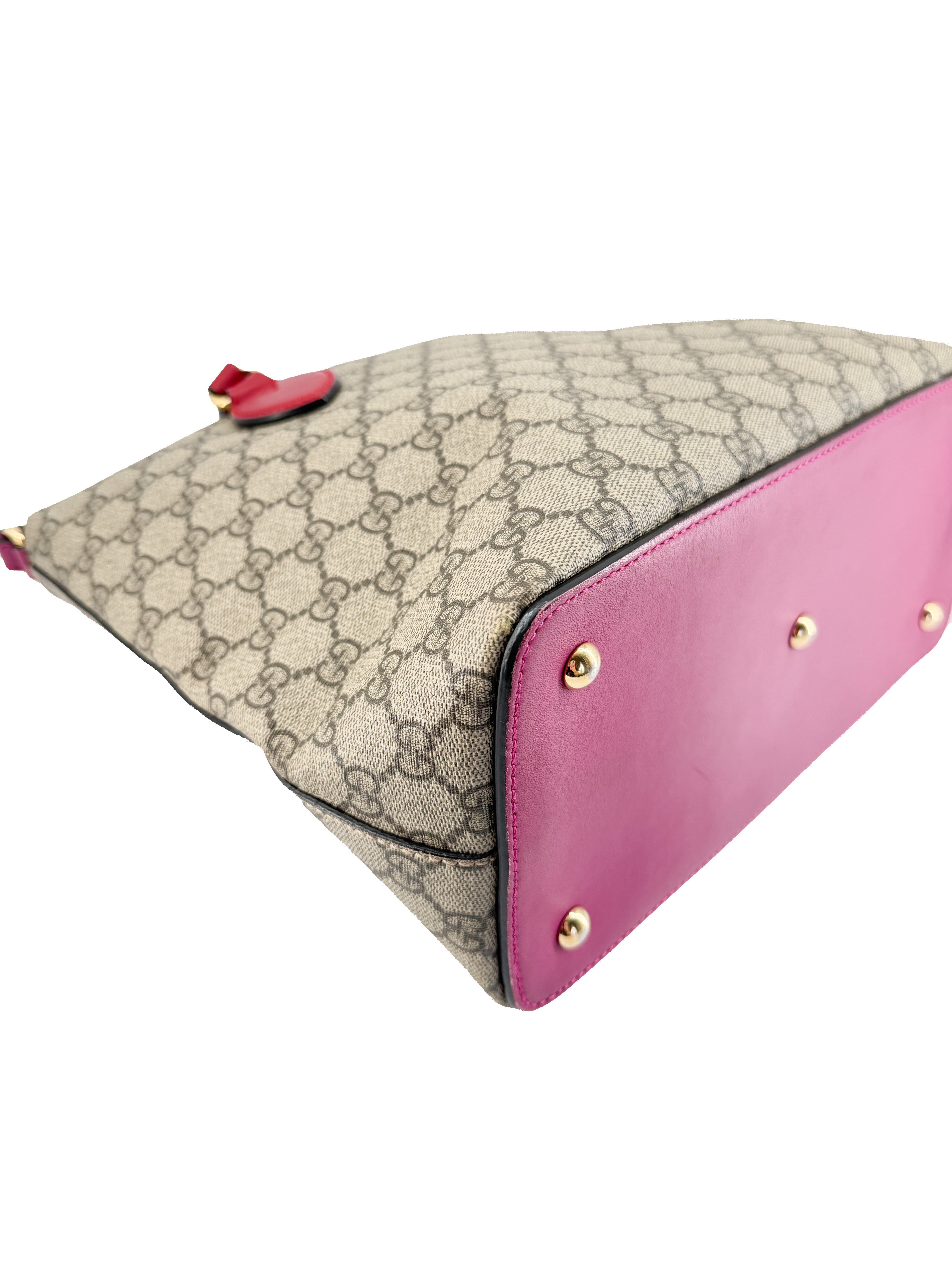 Gucci linea A foldover GG supreme tote pink/red 429147 498879