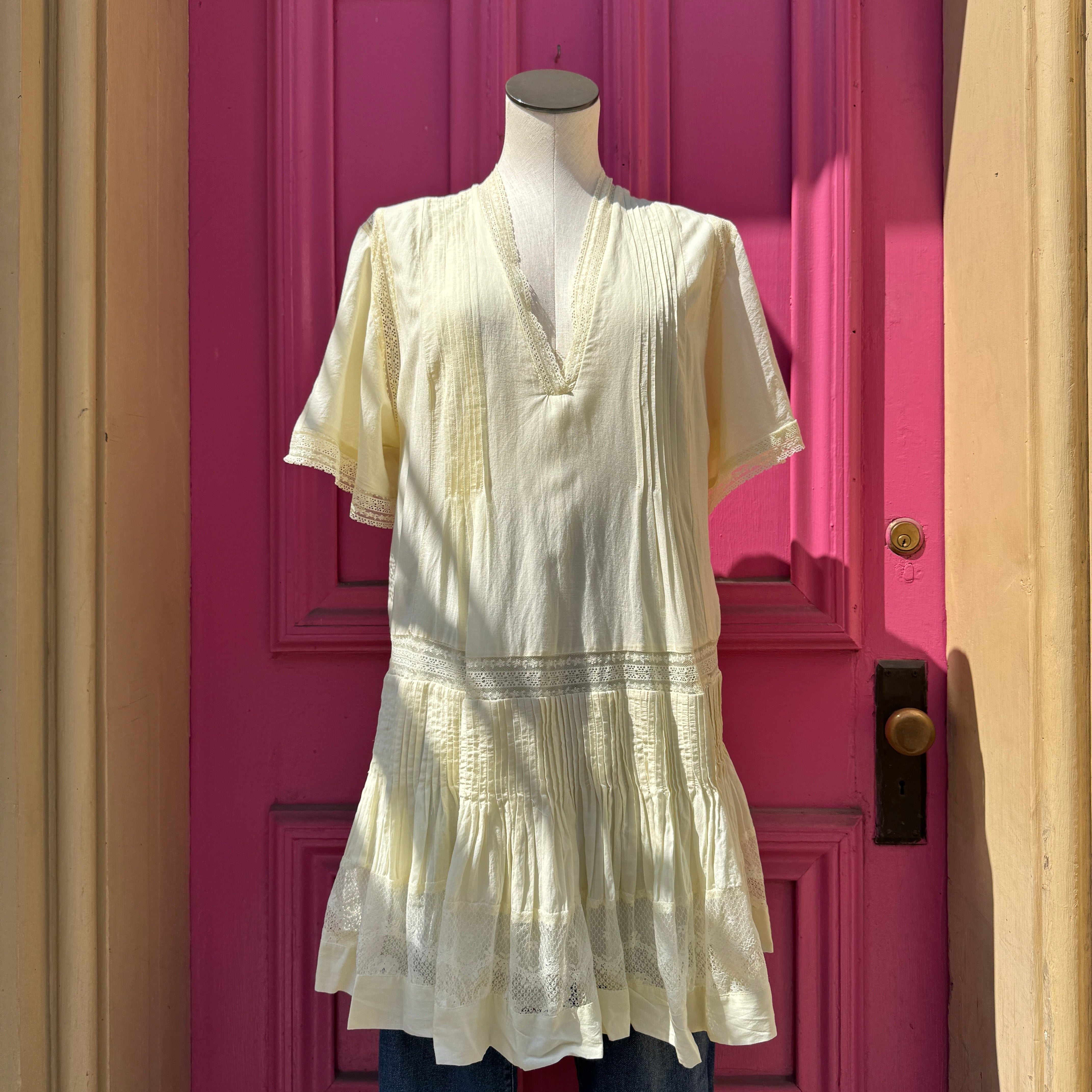 Maeve yellow short sleeve babydoll dress size L NWT