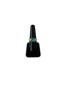 David Yurman sterling silver, 14K gold, blue topaz Noblesse ring