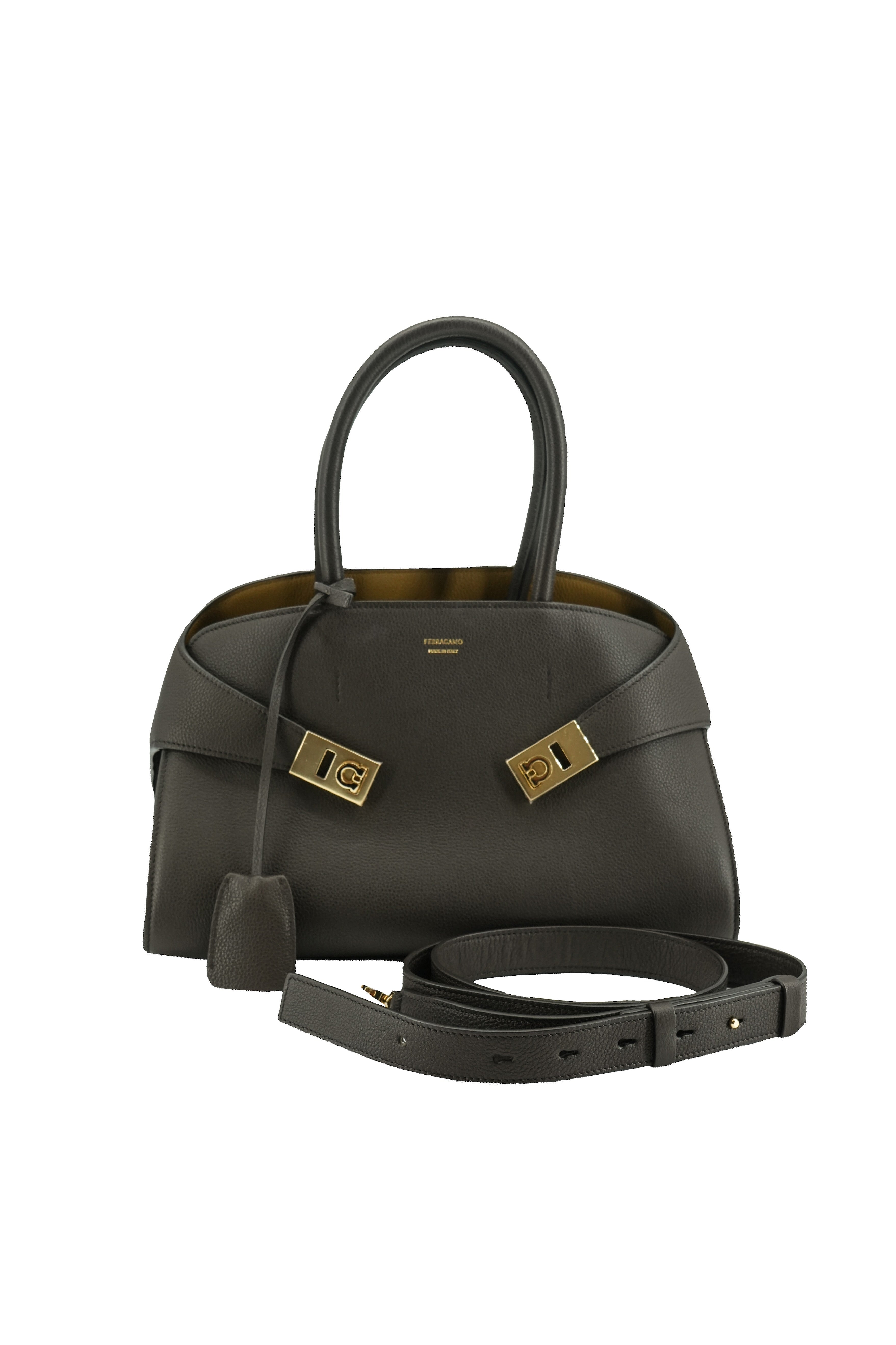 Salvatore Ferragamo calfskin medium Hug bag brown DY-5608