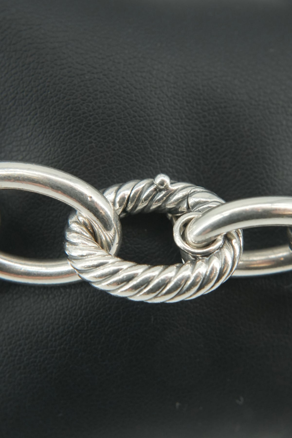 David Yurman sterling silver diamond large oval link bracelet
