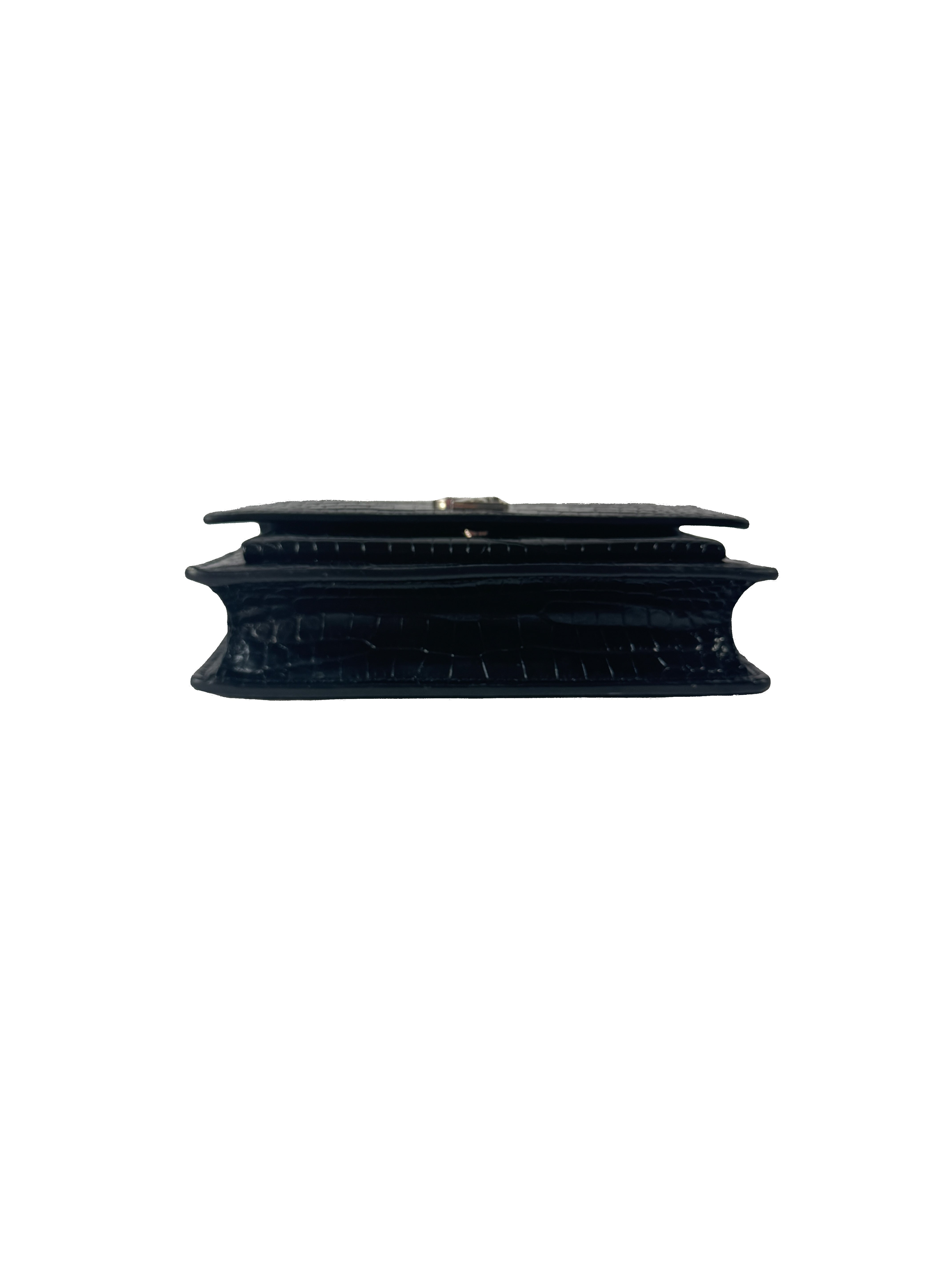 Saint Laurent black croc embossed Sunset mini GUE533026-0219
