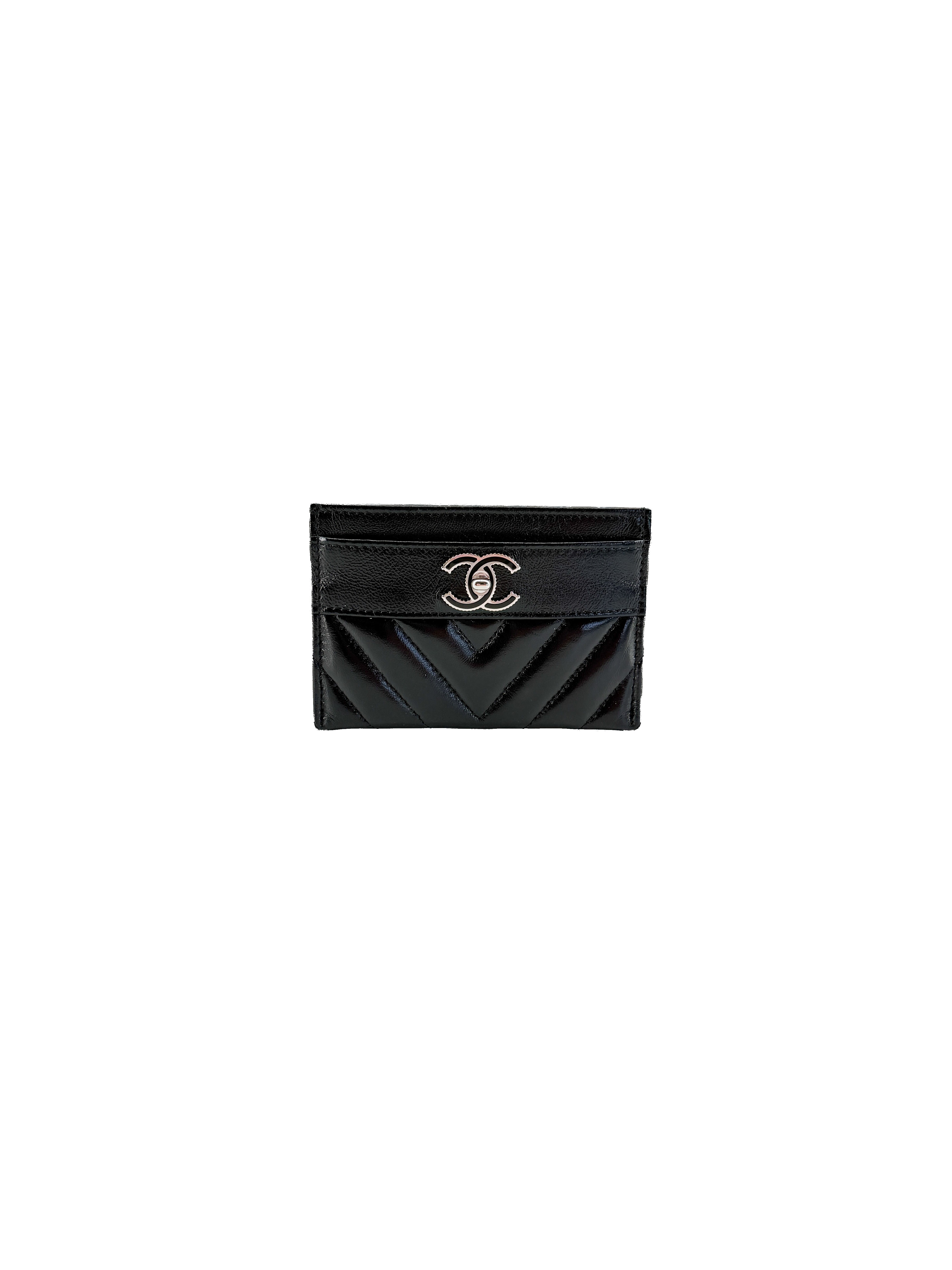 Chanel glazed leather CC turnlock card case 29405852