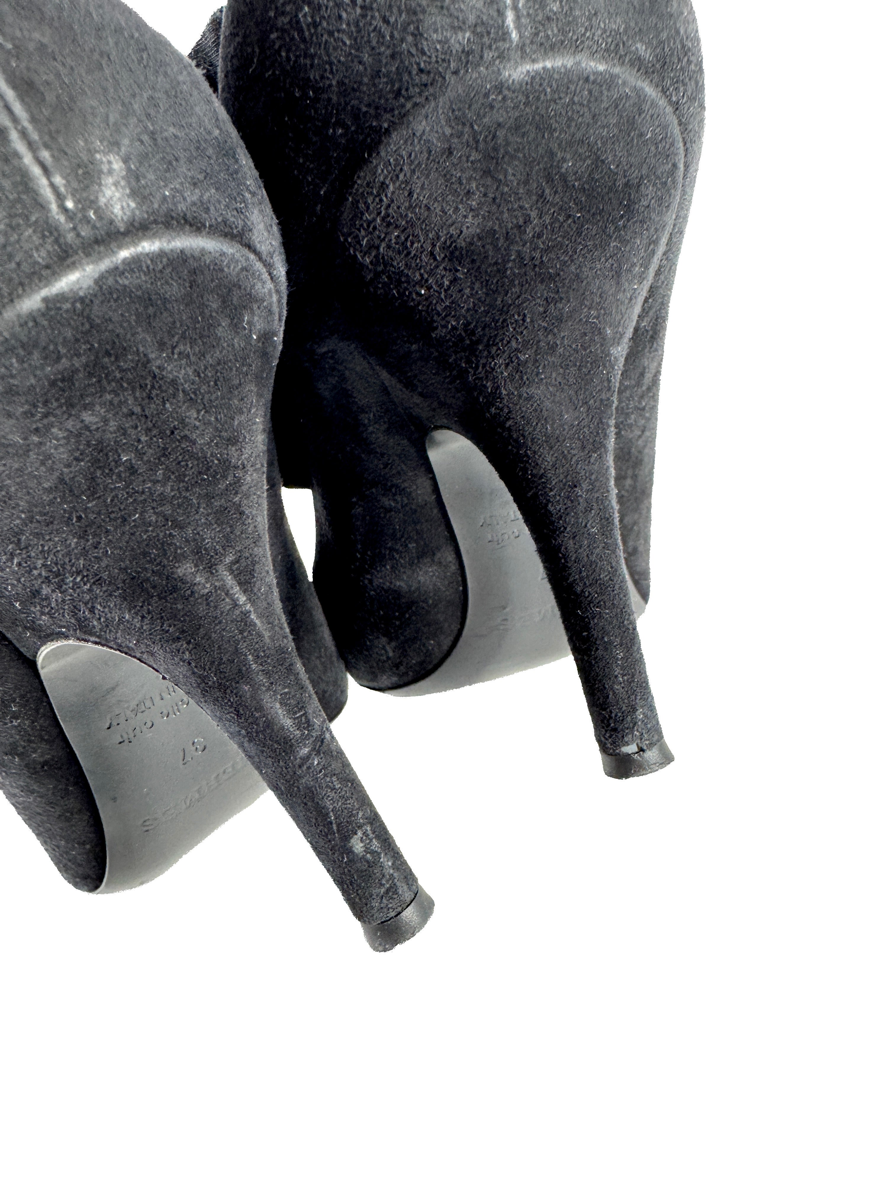 Hermès black suede pointed pumps size 37