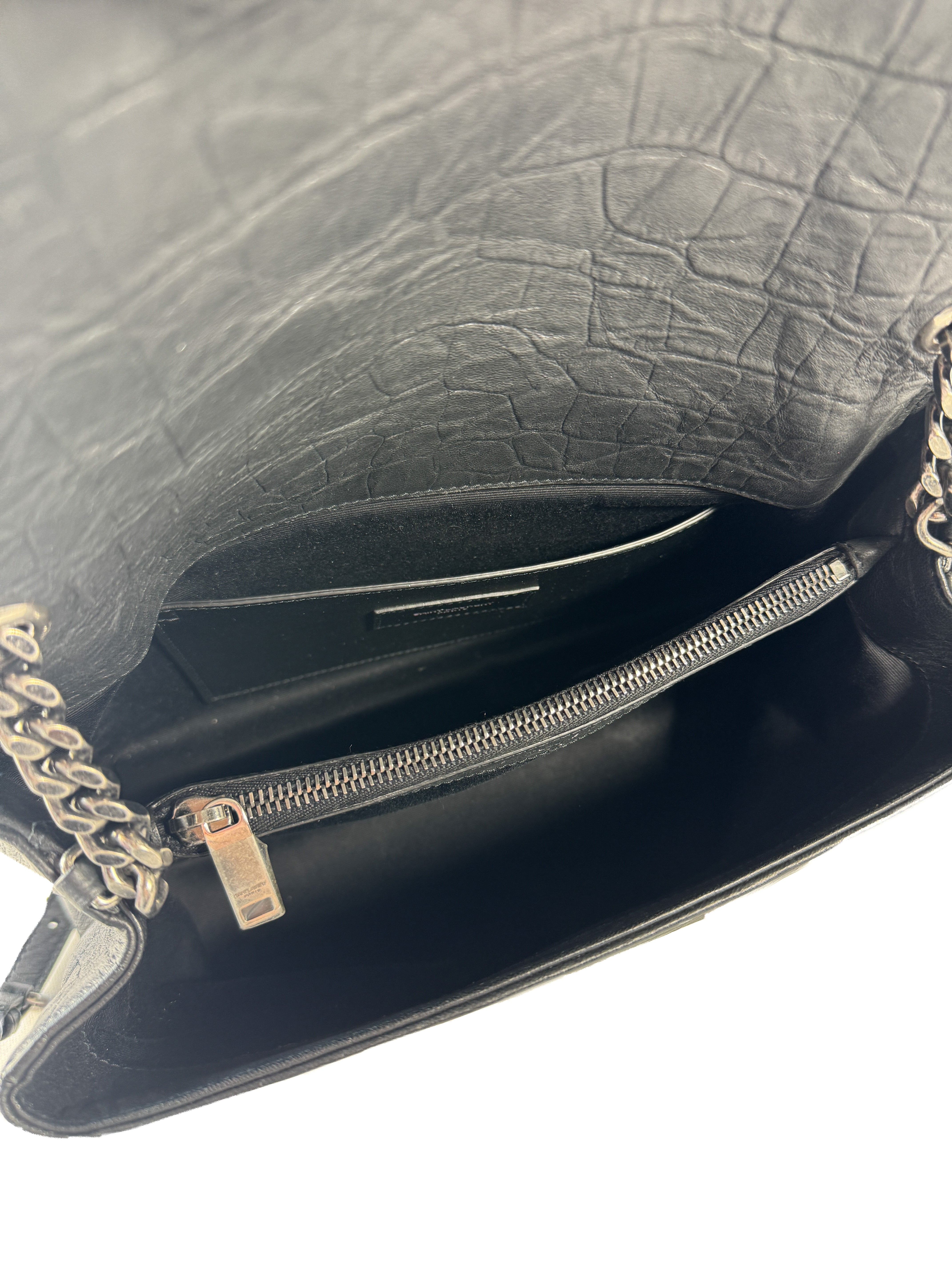 Saint Laurent black croc embossed West Hollywood bag GAB 574106 Y0719